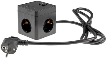 Steckdosen-Würfel mit USB 20W PD / USB-A /USB-C,3-fach, 1,5m Kabel, schwarz