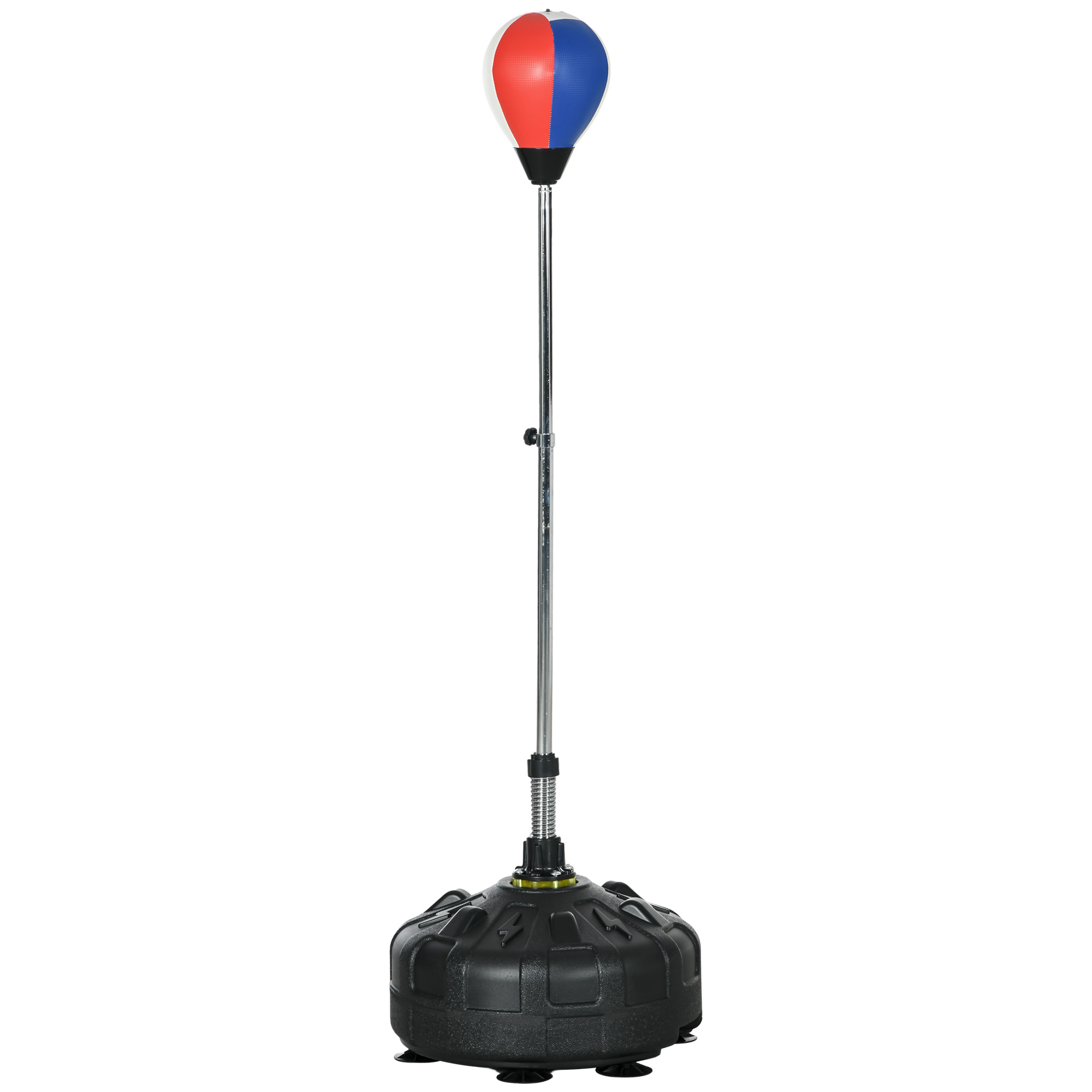 Punchingball, höhenverstellbar 147-165cm, befüllbarer Standfuß, Stahl, Schwarz+Rot+Weiß