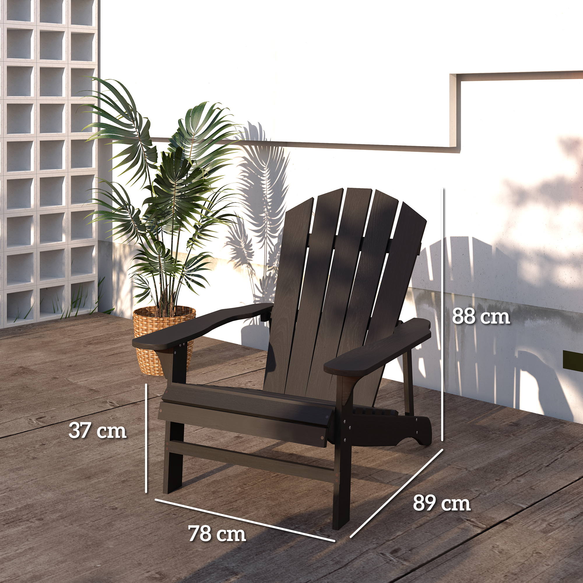 Adirondack Stuhl wetterfest Adirondack Chair aus Holz Outdoor Gartenstuhl mit Hoher Rückenlehne Armlehnen
