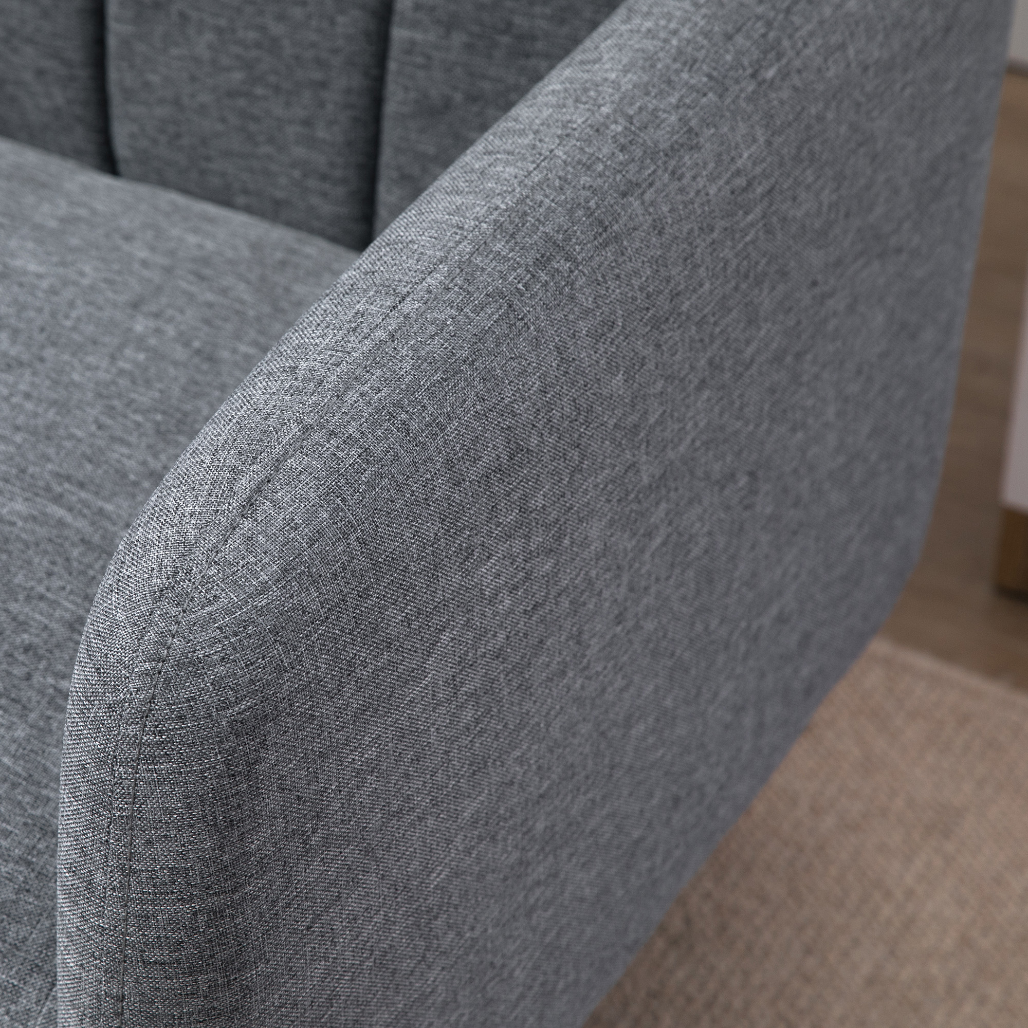 Schlafsofa, 2-Sitzer Stoffsofa, Sofa mit Schlaffunktion, leinenartiges Polyester, Kautschukholz, 173 x 75 x 73 cm, Grau