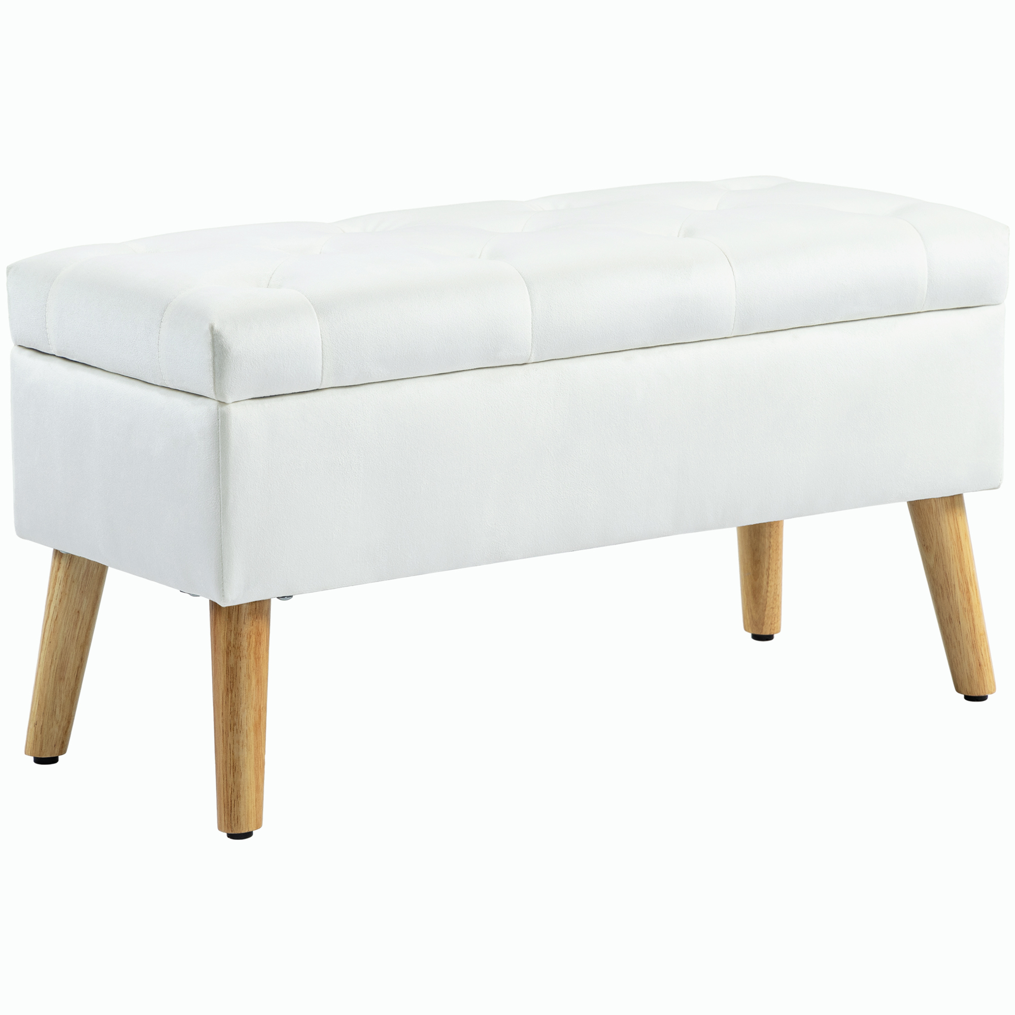 Polsterbank mit Stauraum, Stoffbezug in Samtoptik, Holzbeine, für Wohnzimmer, Schlafzimmer, Flur, 80 x 35 x 40 cm, Weiß Polsterbank mit Stauraum, Stoffbezug in Samtoptik, Holzbeine, für Wohnzimmer, Schlafzimmer, Flur, 80 x 35 x 40 cm, Weiß