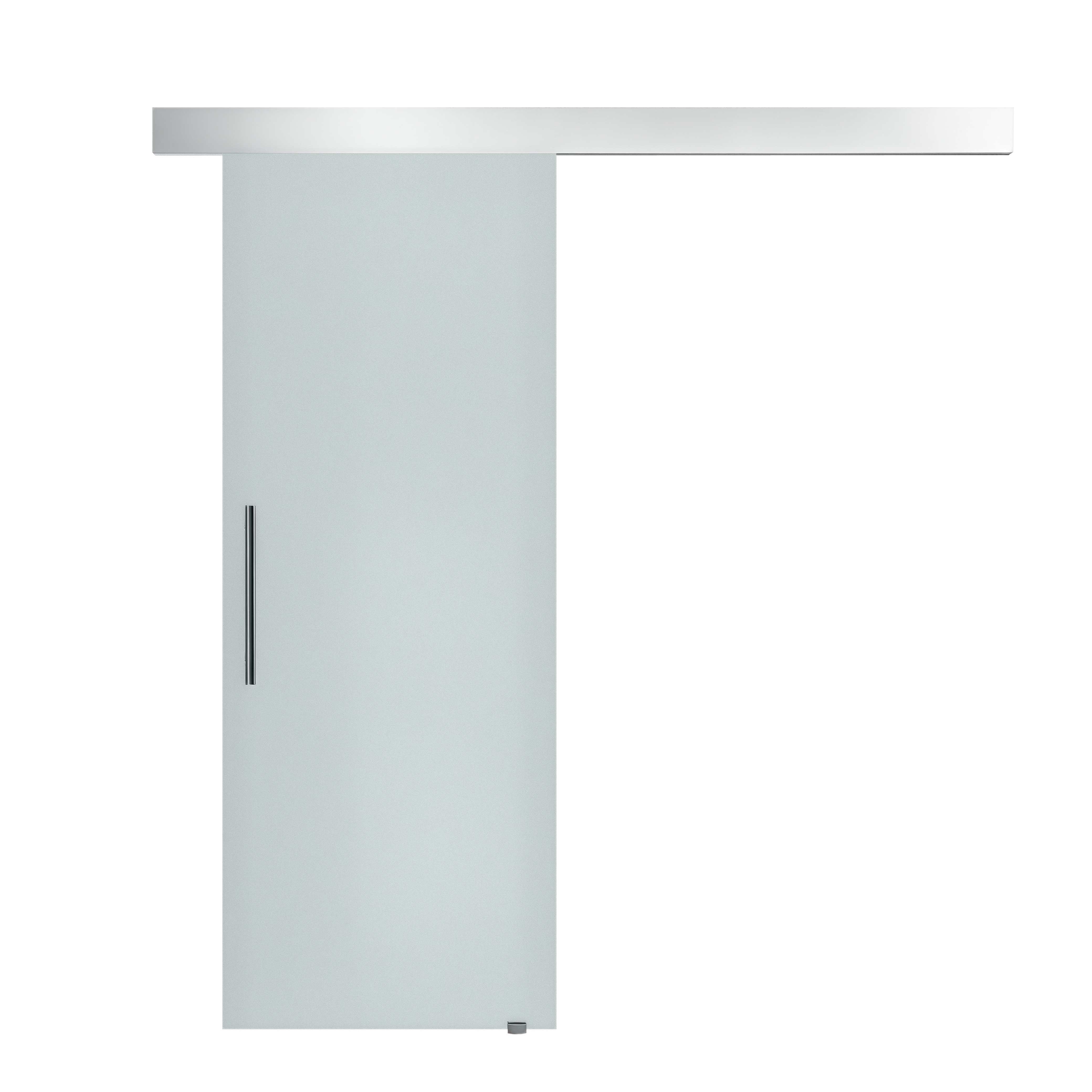 Glasschiebetür mit Griffstange, einseitig satiniert, 90 x 205 cm