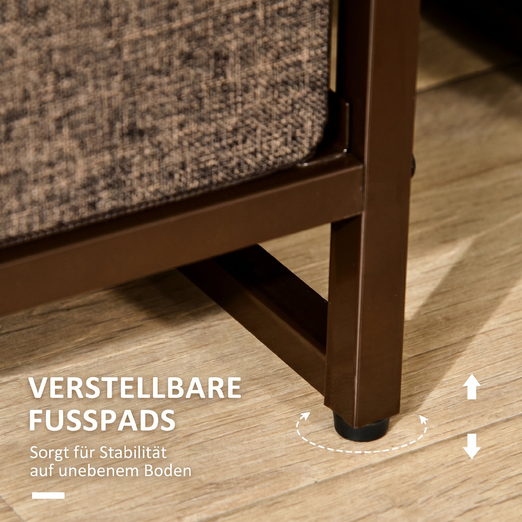Kommode Schrank mit 7 Schubladen aus Leinen Schubladenschrank mit Metallrahmen für Wohnzimmer, 80x29x78,5 cm