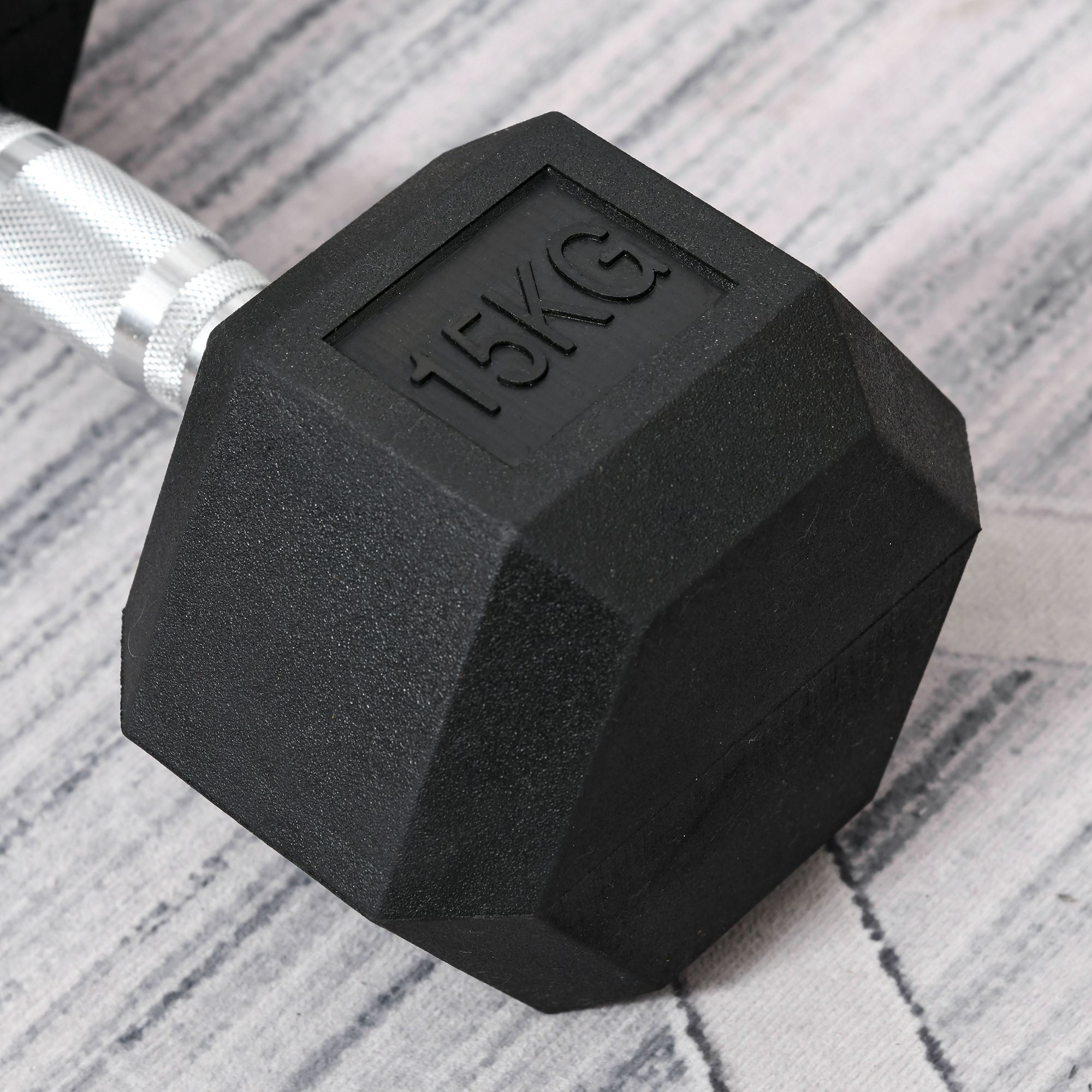 Hanteln mit gerändeltem Griff, Kurzhantel aus Gusseisen, 1 x 15kg, Kurzhanteln für Männer und Frauen, Dumbbell für Zuhause, Fitnessstudio, Krafttraining