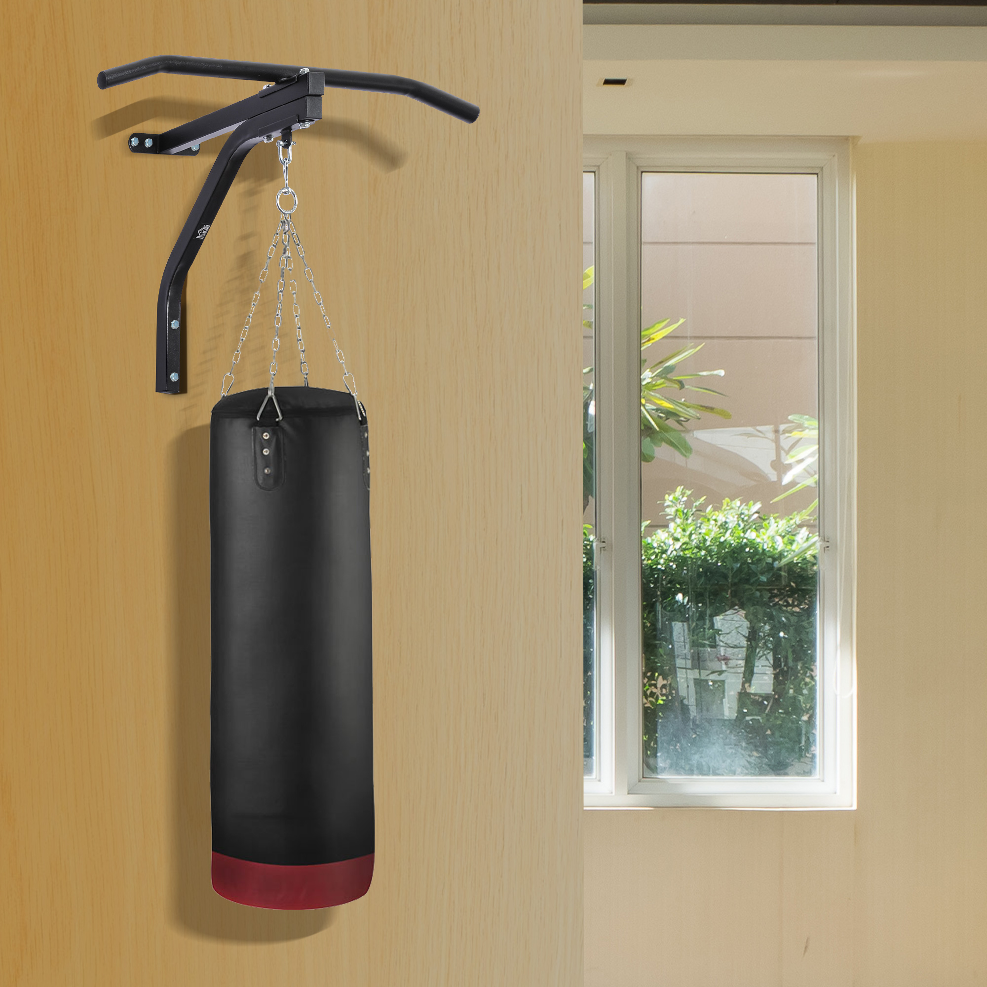 Boxsackhalterung Wandhalterung Boxsack Sandsack Halterung Tragkraft Stahl Schwarz 93 x 47 x 51 cm