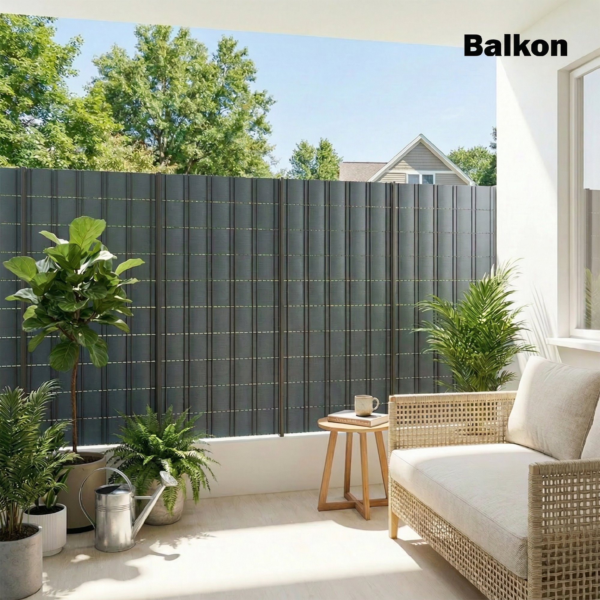 Sichtschutzstreifen 4er Set Kunststoff UV-beständiger wasserdichter Sichtschutz mit Befestigungsclips 35 m x 19 cm Grau