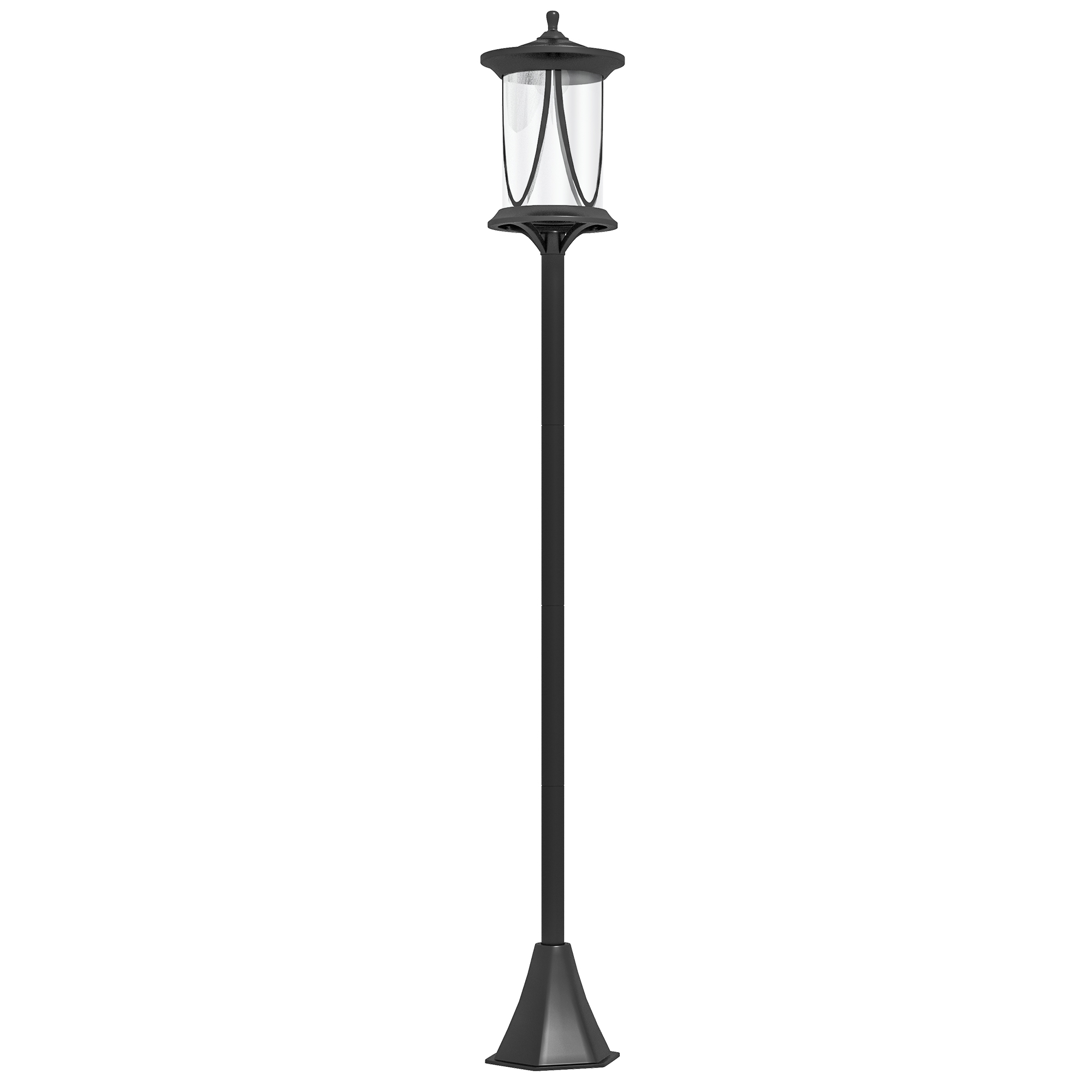 Solar-Außenleuchte, LED, Automatikbetrieb, wetterfest, 6h Leuchtdauer, 17B x 17T x 127Hcm, Schwarz