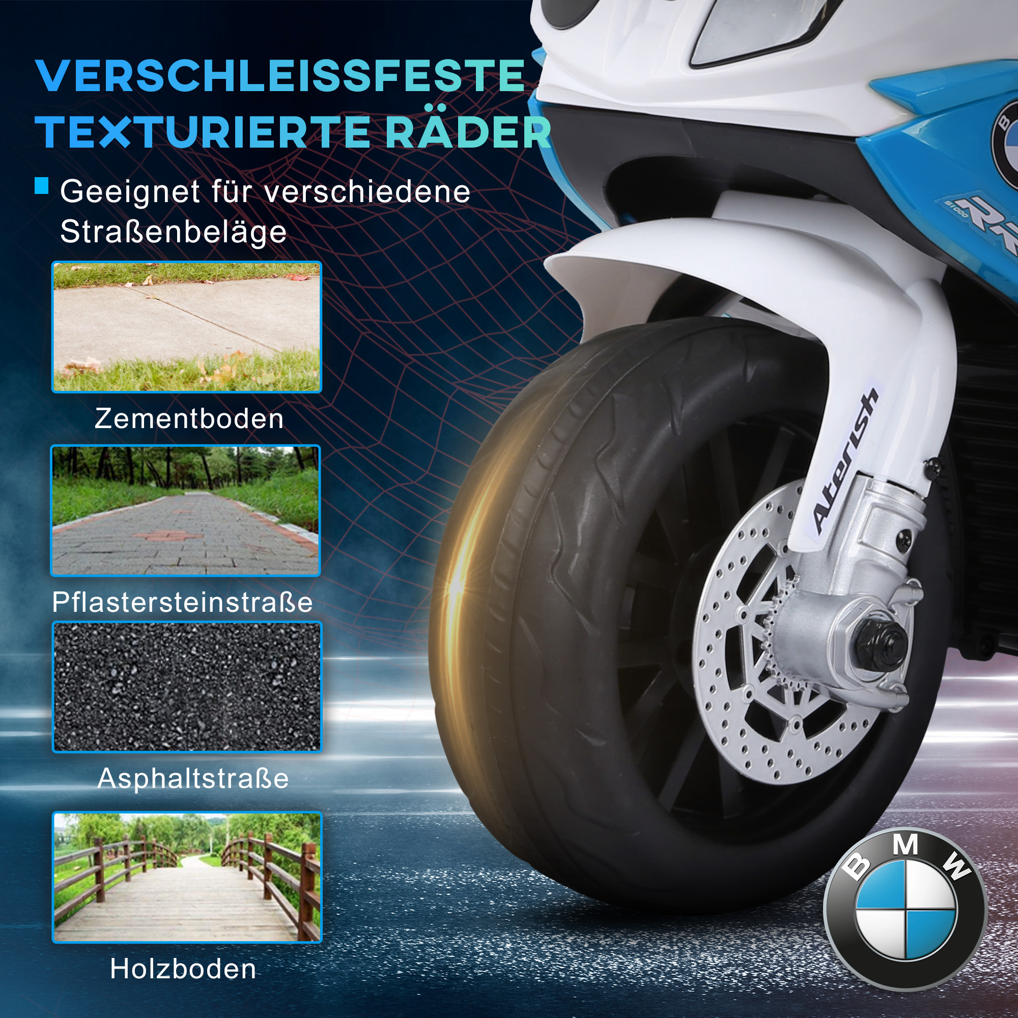 Elektro Motorrad Kinder BMW S1000RR 6V Elektromotorrad mit Scheinwerfer Musik 2,5 km/h für Kinder 18-36 Monaten Blau