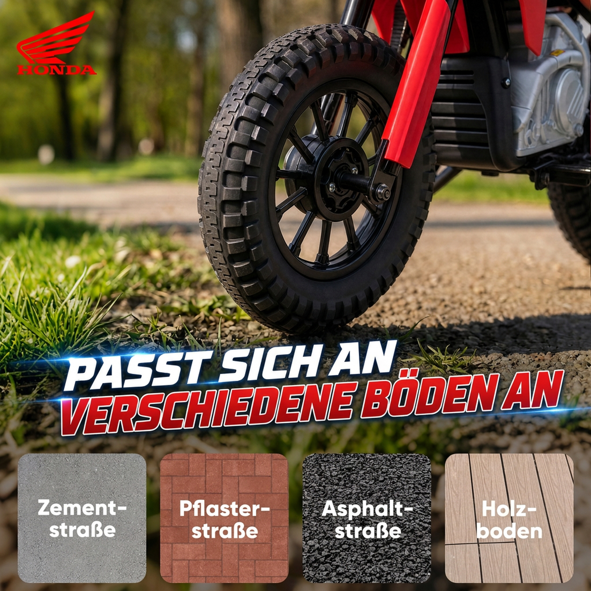 Elektro Motorrad Kinder HONDA CRF 450R 12V Kinder Motocross mit 35W Motor Lithium Akku Hinterradfederung 12 Zoll Rädern