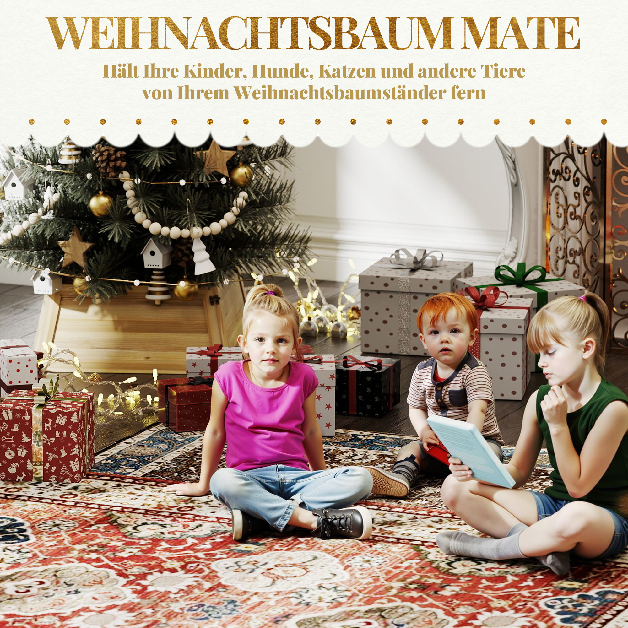 Weihnachtsbaumrock 65 x 65 cm Weihnachtsbaum Kragen aus Tannenholz Naturholz