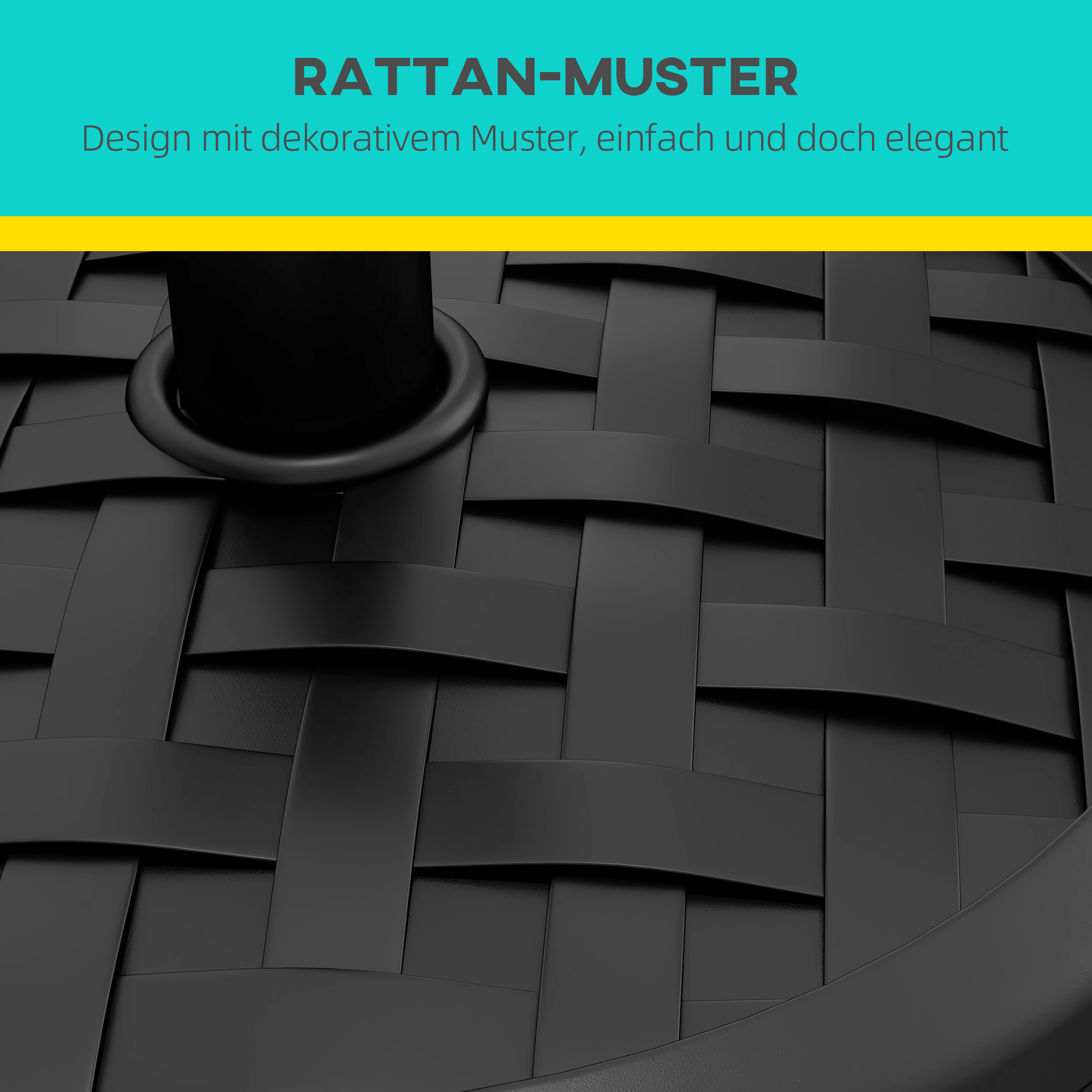 Sonnenschirmständer aus Beton 18 kg Schirmständer, Rund Schirmhalter für Sonnenschirm 32/38/48mm Schwarz