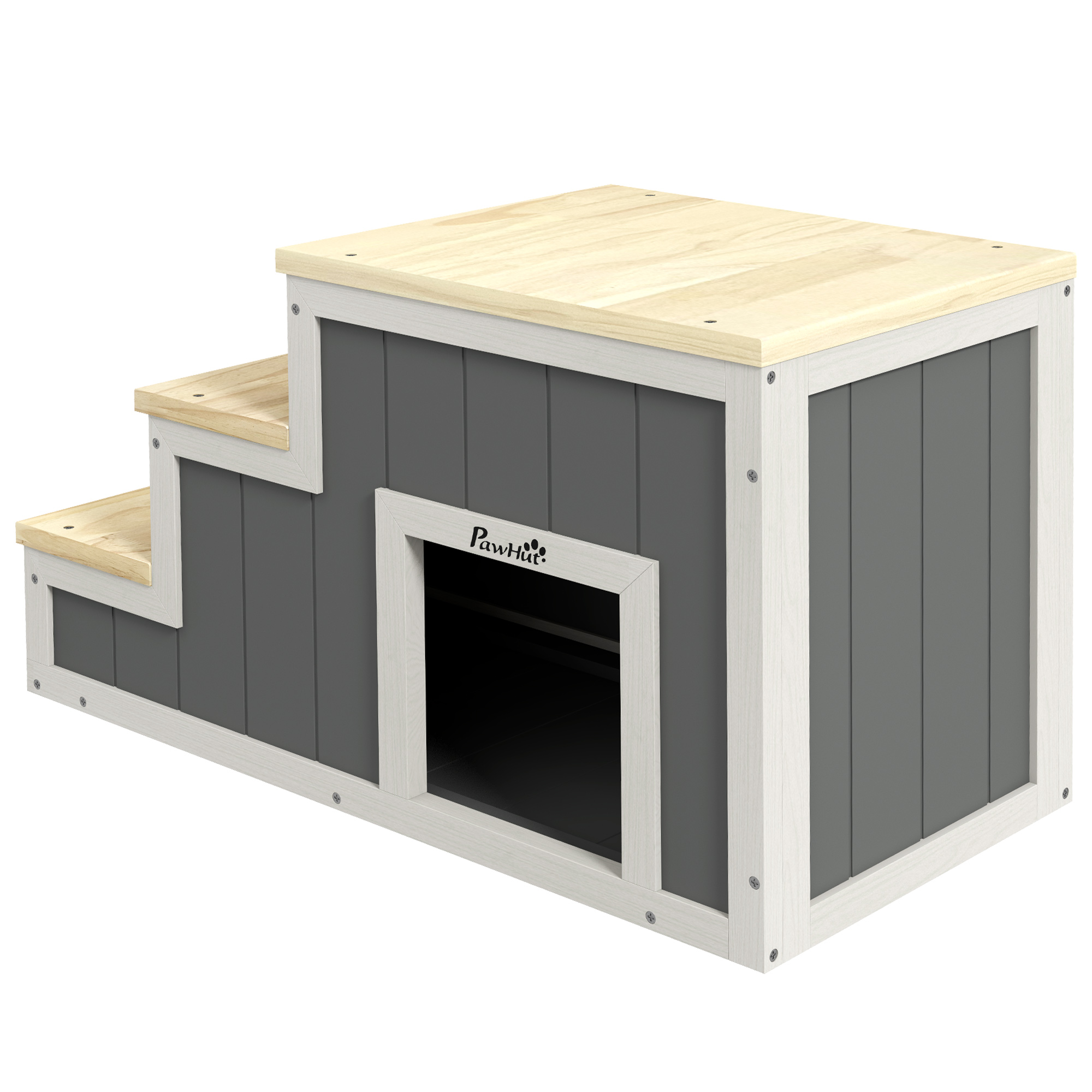 Haustiertreppe Hundetreppe, 3 Stufen, Kiefernholz, 79 cm x 38,5 cm x 45 cm, Natur + Weiß Haustiertreppe Hundetreppe, 3 Stufen, Kiefernholz, 79 cm x 38,5 cm x 45 cm, Natur + Weiß