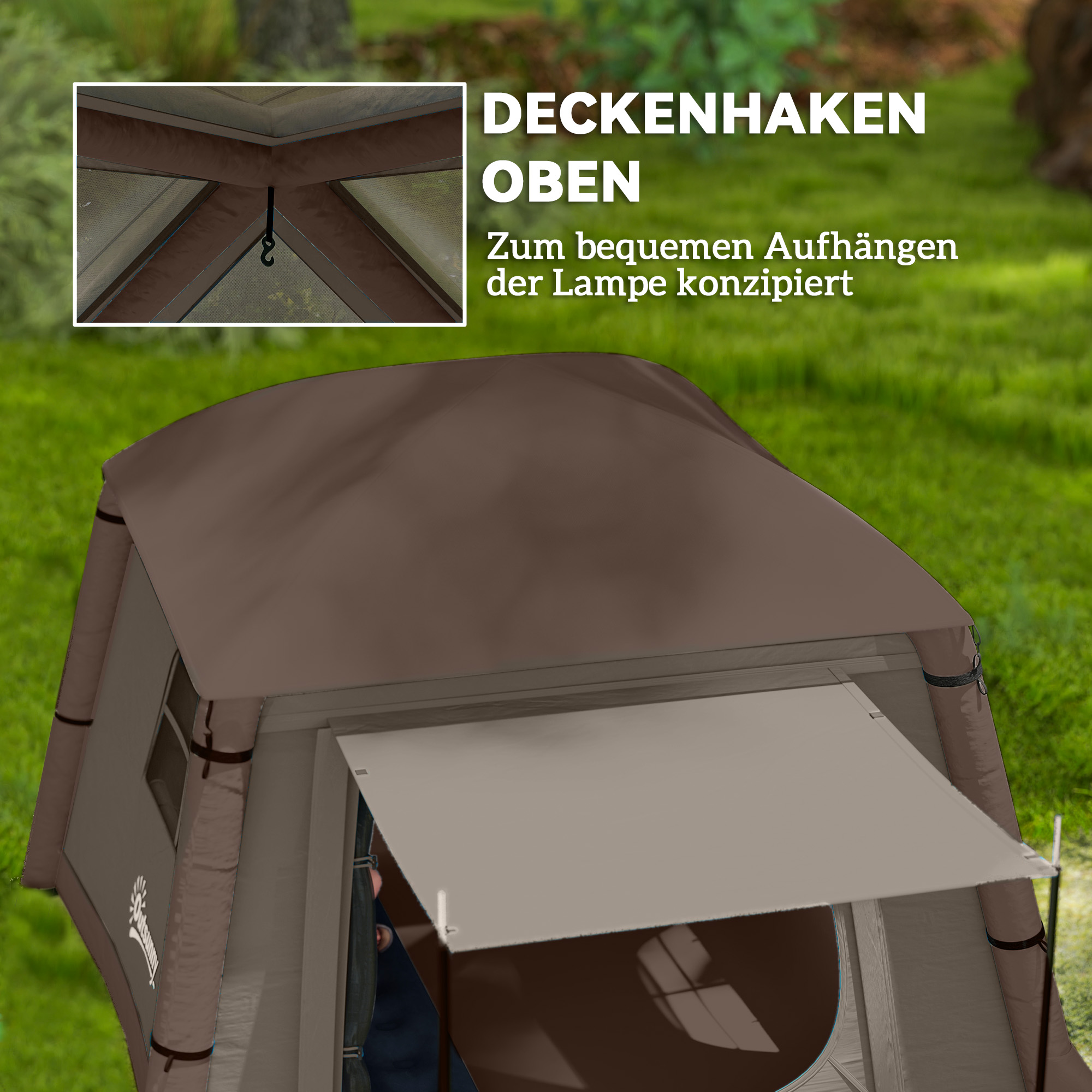 Aufblasbares Campingzelt 1-2 Personen Outdoor Familienzelt mit Haken Luftpumpe Fenstern Türen für 4 Jahreszeiten