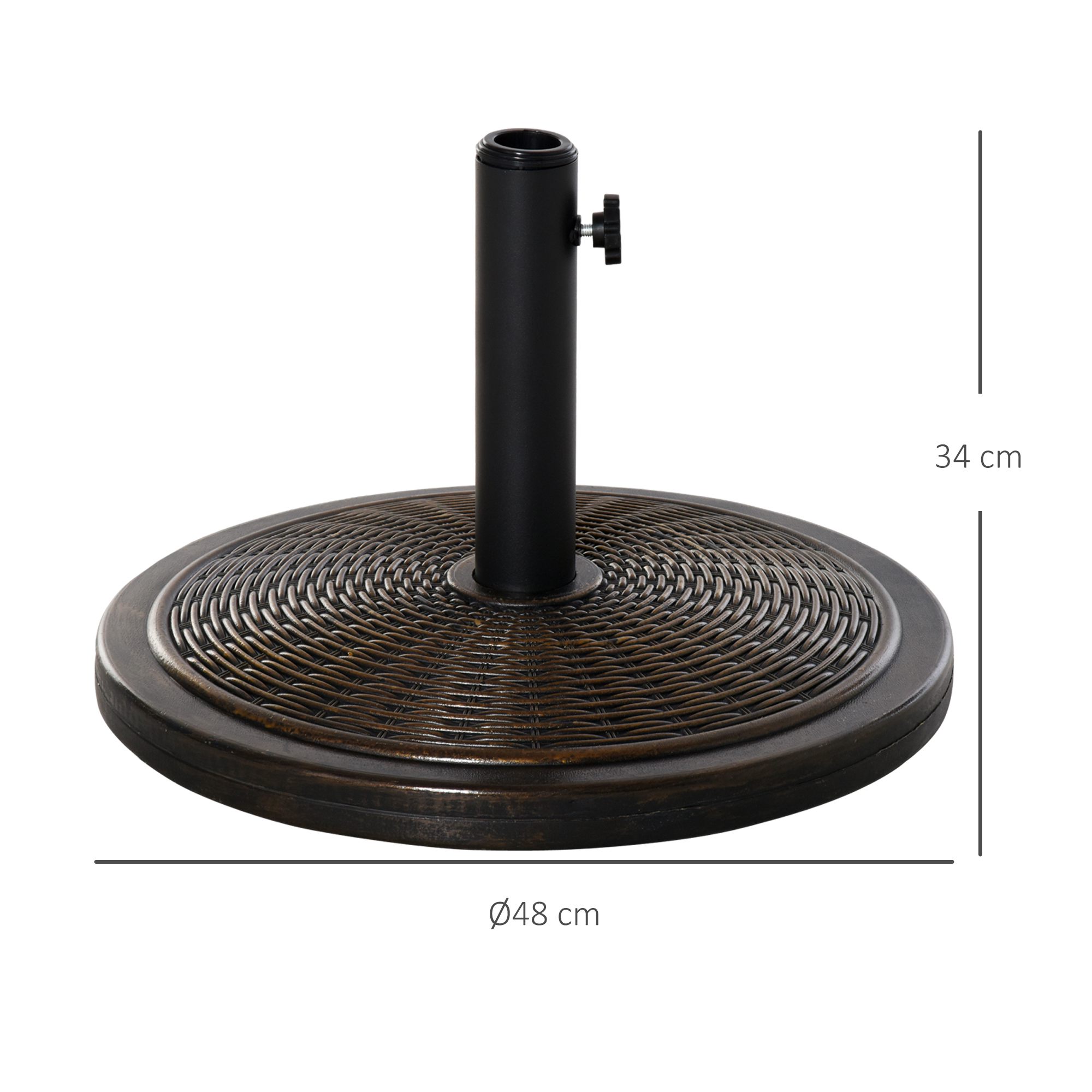 Sonnenschirmständer aus Zement 14kg Rund Schirmständer mit Rattanoptik für Sonnenschirm 35mm/38mm/48mm Rohrdurchmesser