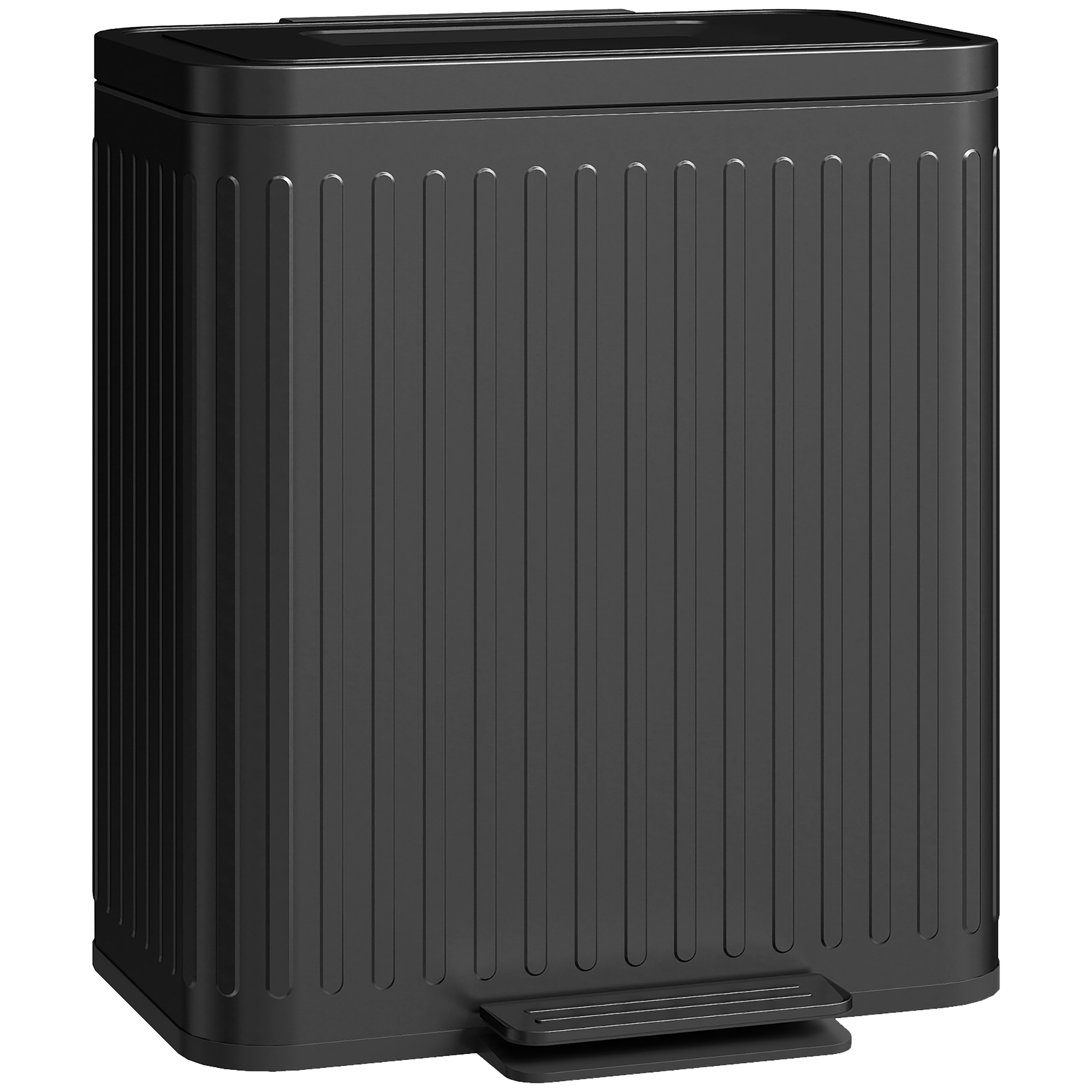 Küchenmülleimer, 2 x 20 L-Fächer, effiziente Mülltrennung, Fußpedal, Kunststoff, Metall, Schwarz