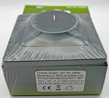 MILOS Schutzkontakt-Steckdose, Anthrazit / 250V~/ 16A, UP, 2x USB Buchse je 5V/1A