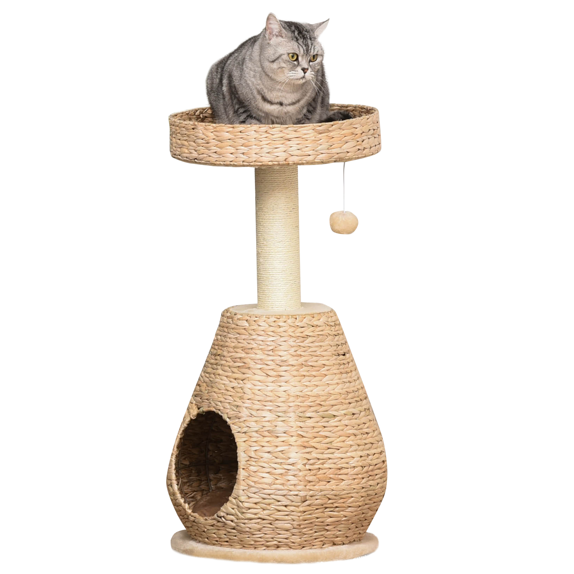Katzenbaum Kratzbaum Kätzchen Möbel mit Katzenhöhle Ballspielzeug Sisal weiche Plüsch Höhe 82,5 cm Gelb Katzenbaum Kratzbaum Kätzchen Möbel mit Katzenhöhle Ballspielzeug Sisal weiche Plüsch Höhe 82,5 cm Gelb