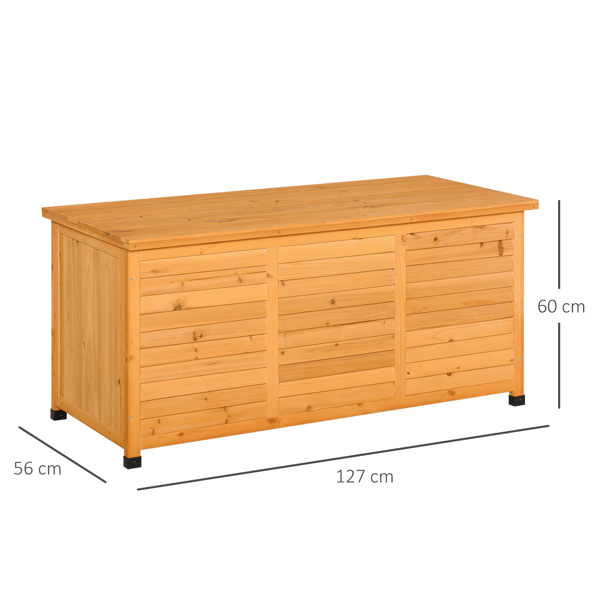 Gartenbox, Kissenbox, Aufbewahrungsbox, Aufbewahrungsbox, Gartentruhe, wetterbeständig, Massivholz, 127 x 56 x 60 cm Gelb