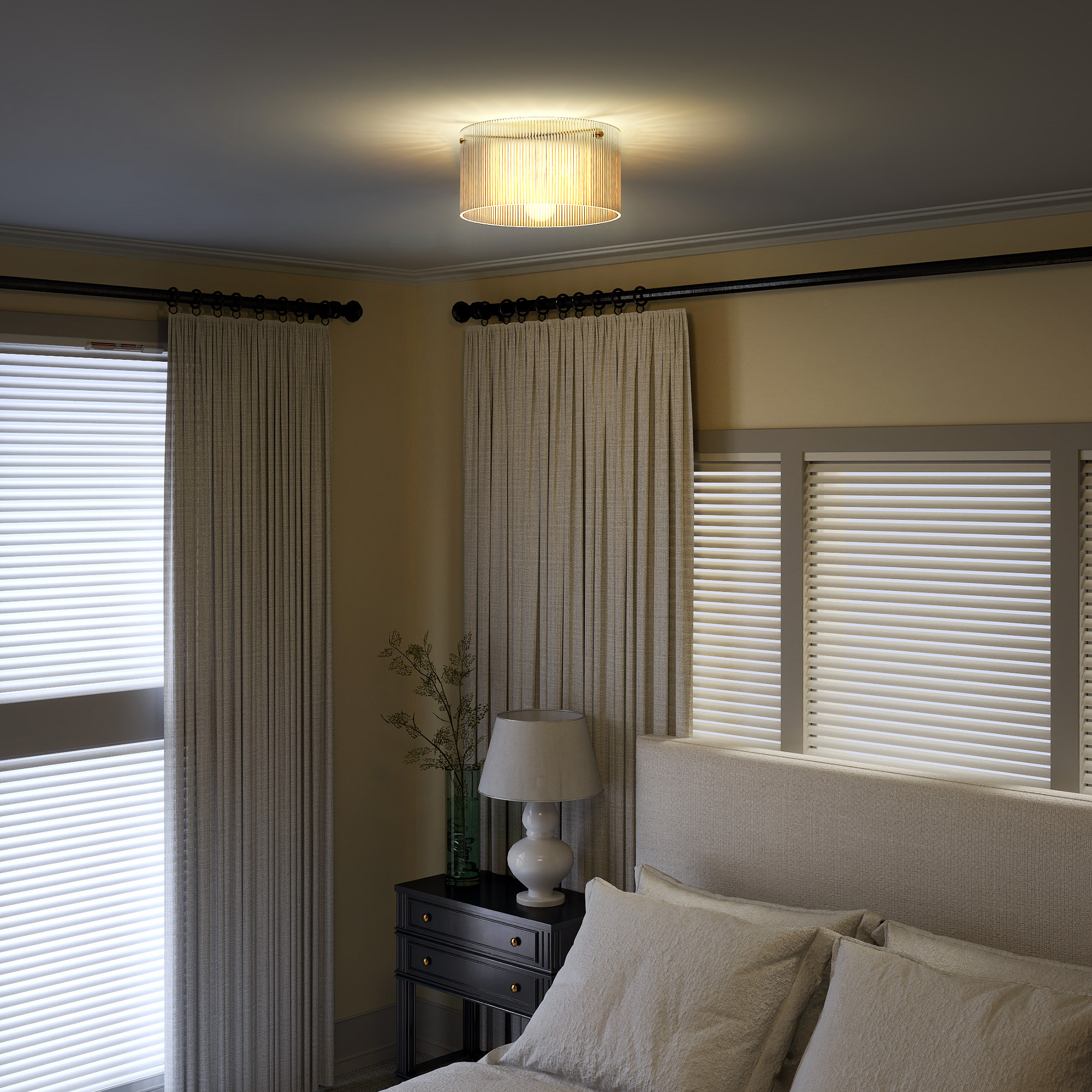 Deckenlampe mit Acryllampenschirm, Metall, Halogen- und LED-kompatibel