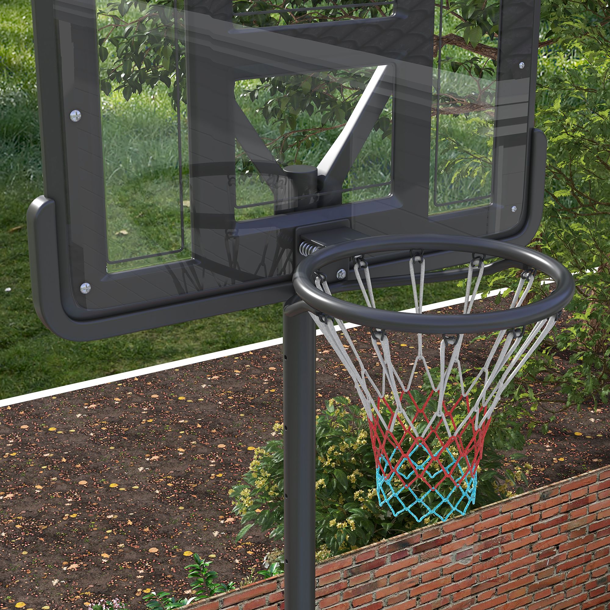 Basketballständer, Outdoor/Indoor, höhenverstellbar, mit Rädern, befüllbare Basis, Korbhöhe 2,30-3,05 m