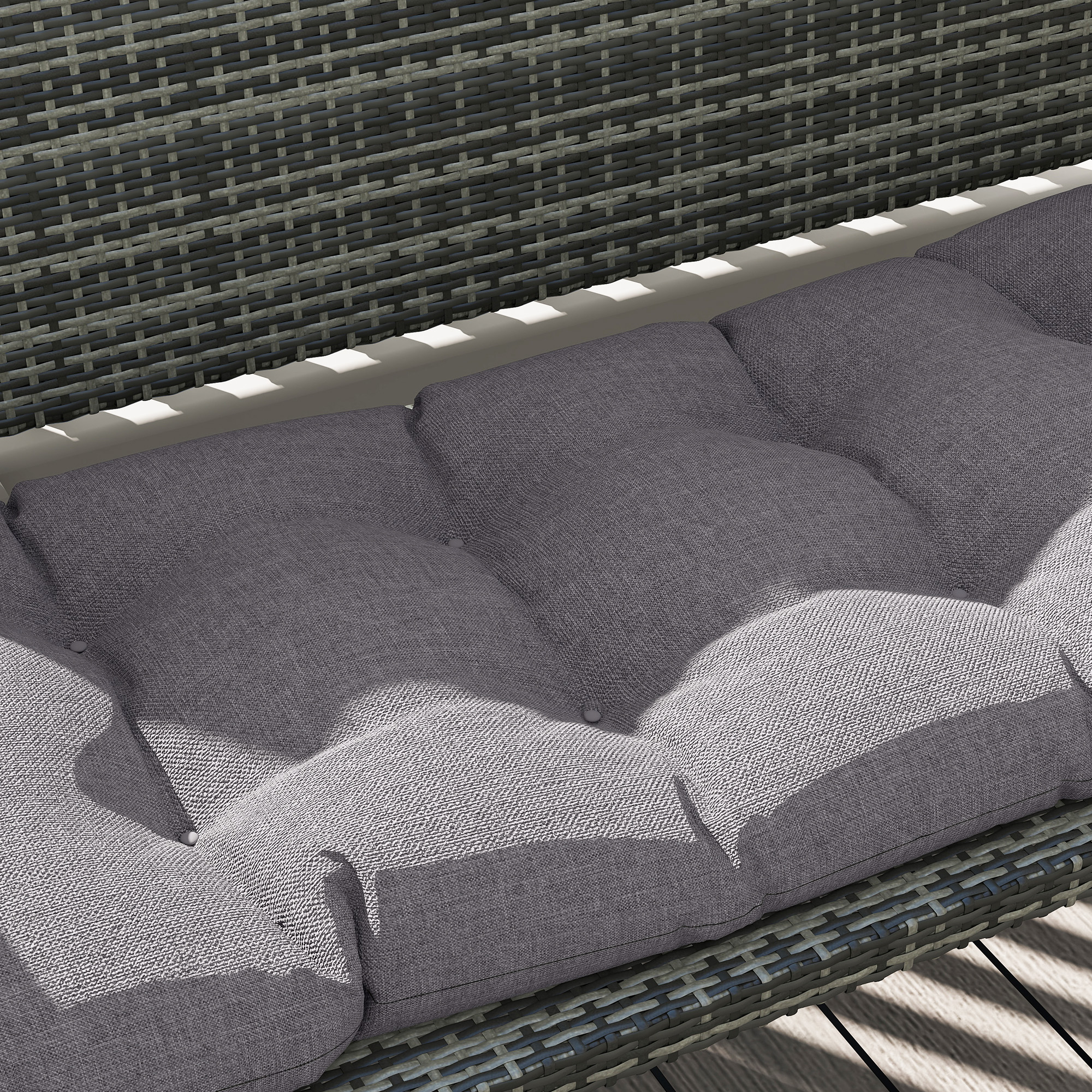 Bankauflage 105 x 46 x 12,5 cm Bankkissen mit Bändern, Outdoor Sitzkissen für Gartenmöbel, Sitzbank, Grau