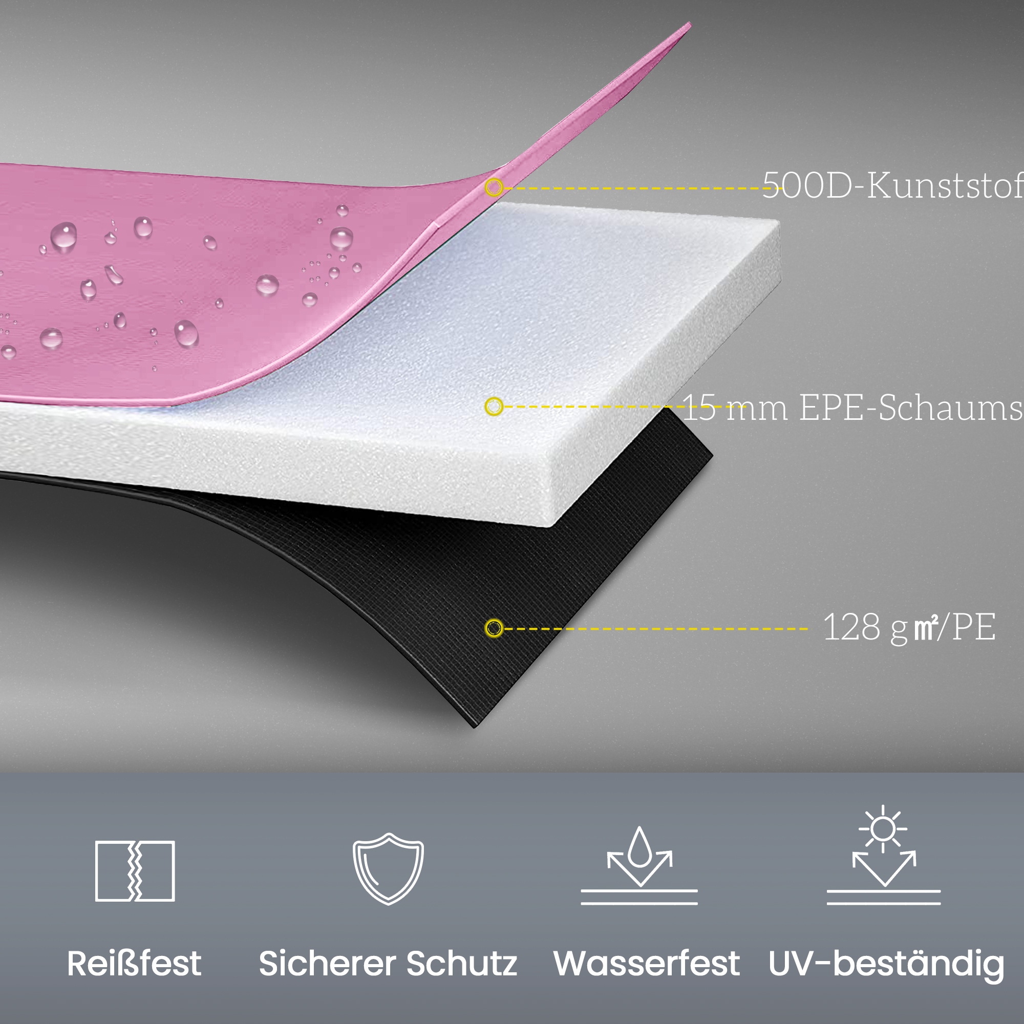 Ersatz-Randabdeckung für Trampoline, wasserfest, reißfest, Ø366 cm, Rosa