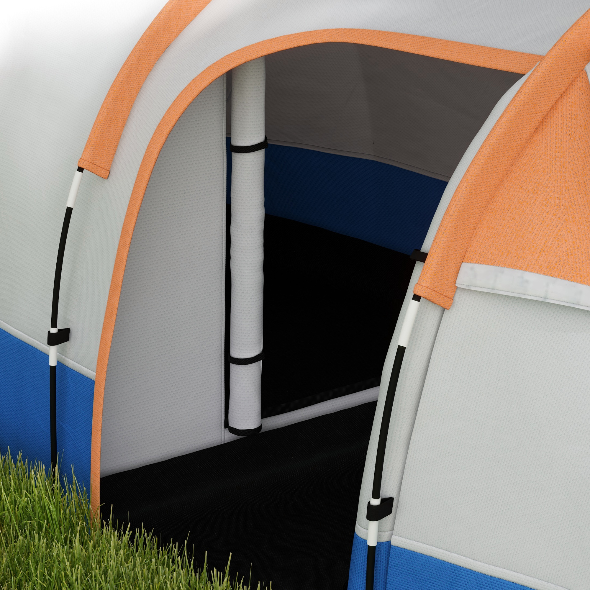 Campingzelt, für 3 Personen, Laternenhaken, drei Eingänge, wasserdicht, Orange