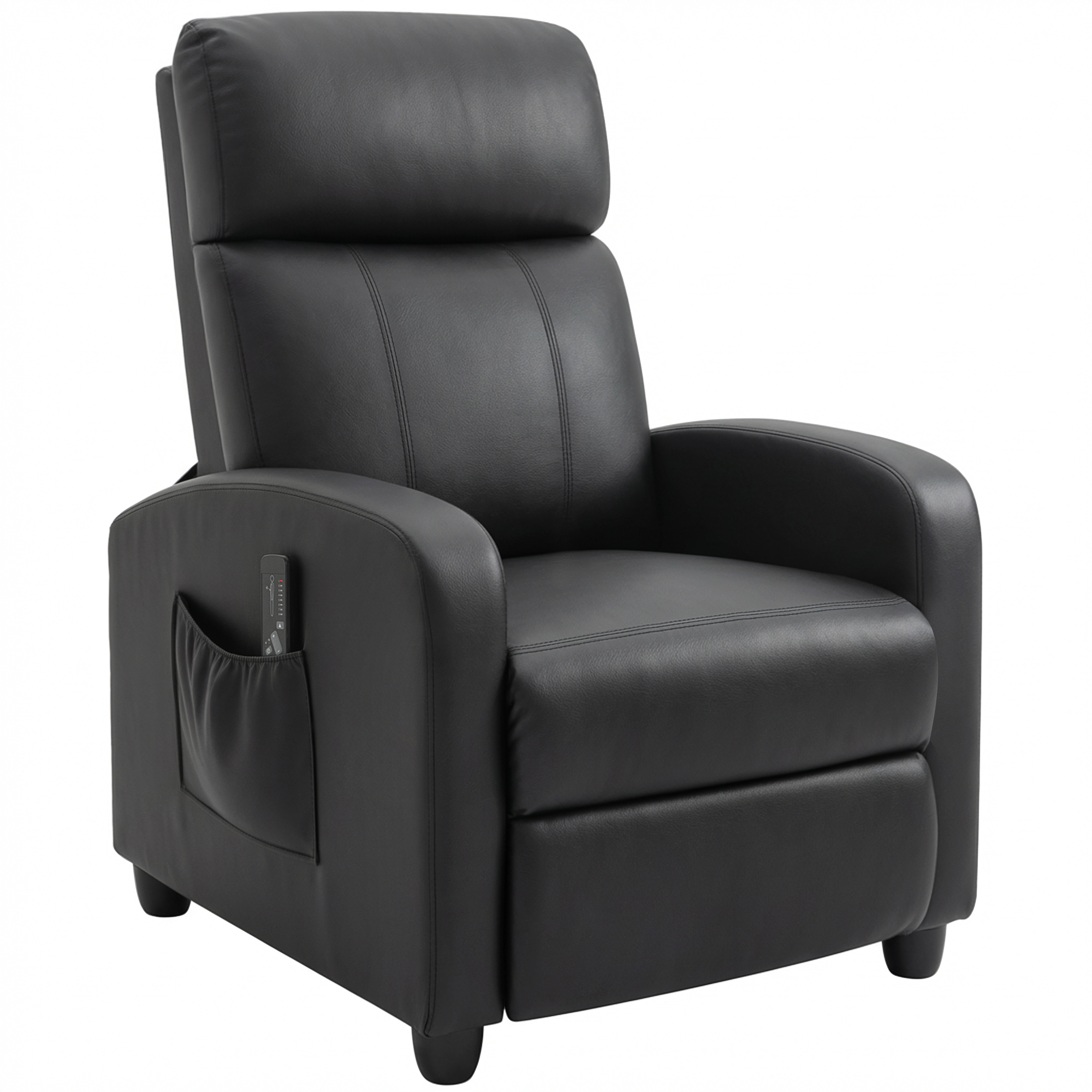 Relaxsessel Fernsehsessel mit Vibrationsmassage, Liegefunktion, 2 Massagepunkte, Fernbedienung, 68 x 88 x 98 cm Schwarz