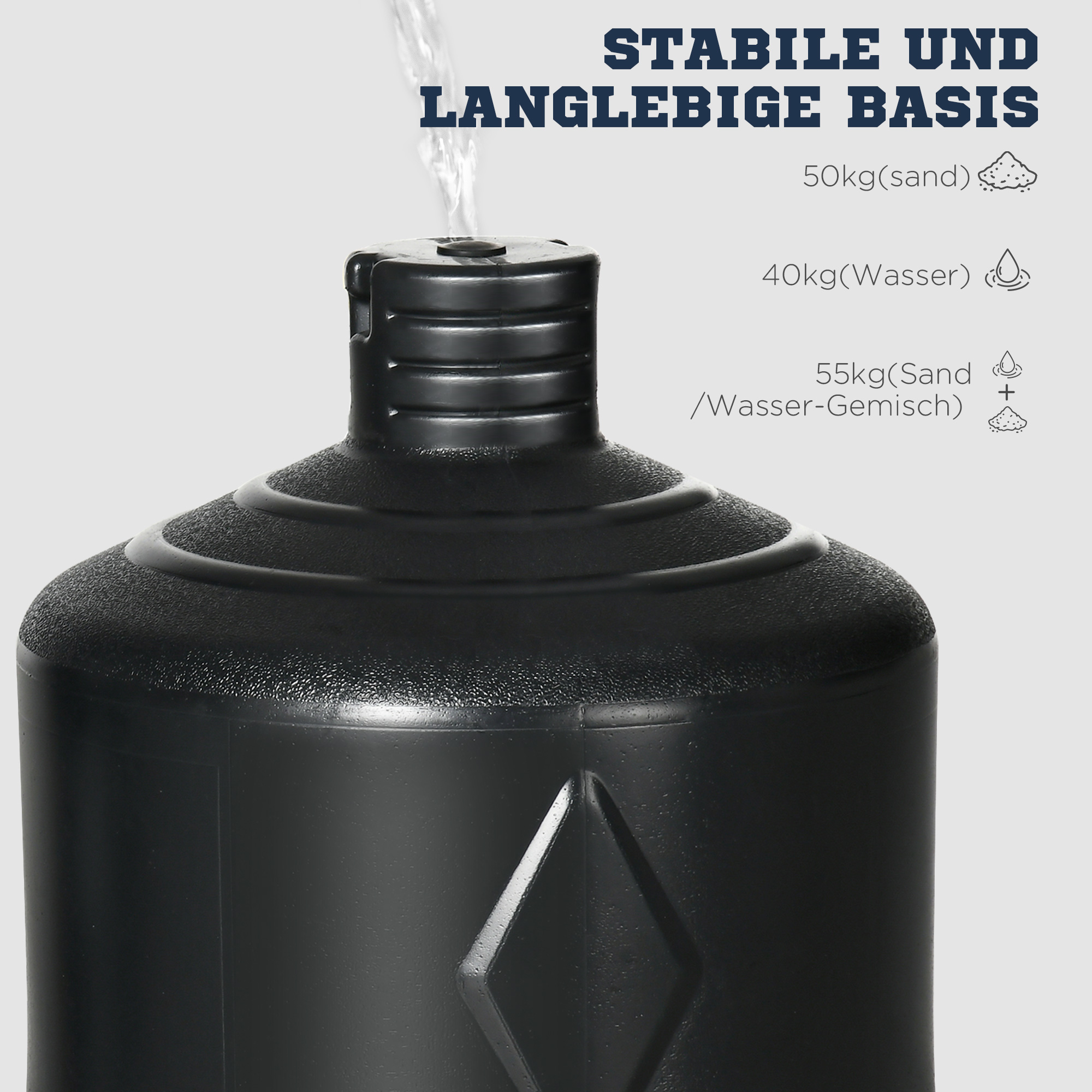 Boxdummy, freistehend, höhenverstellbar, schwerer Standfuß, Kunstleder, schwarz+grau+blau, 55 x 55 x 178-207 cm