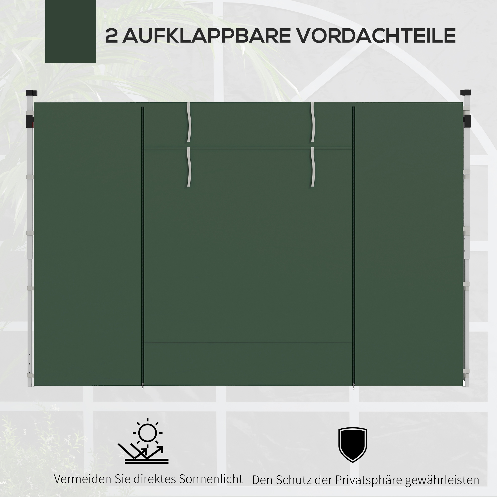 Seitenwände für 3 x 3/ 3 x 6 m Pavillon, Seitenplanen mit Fenster, Tür, Ersatzwände für Partyzelt, Oxfordstoff, Grün