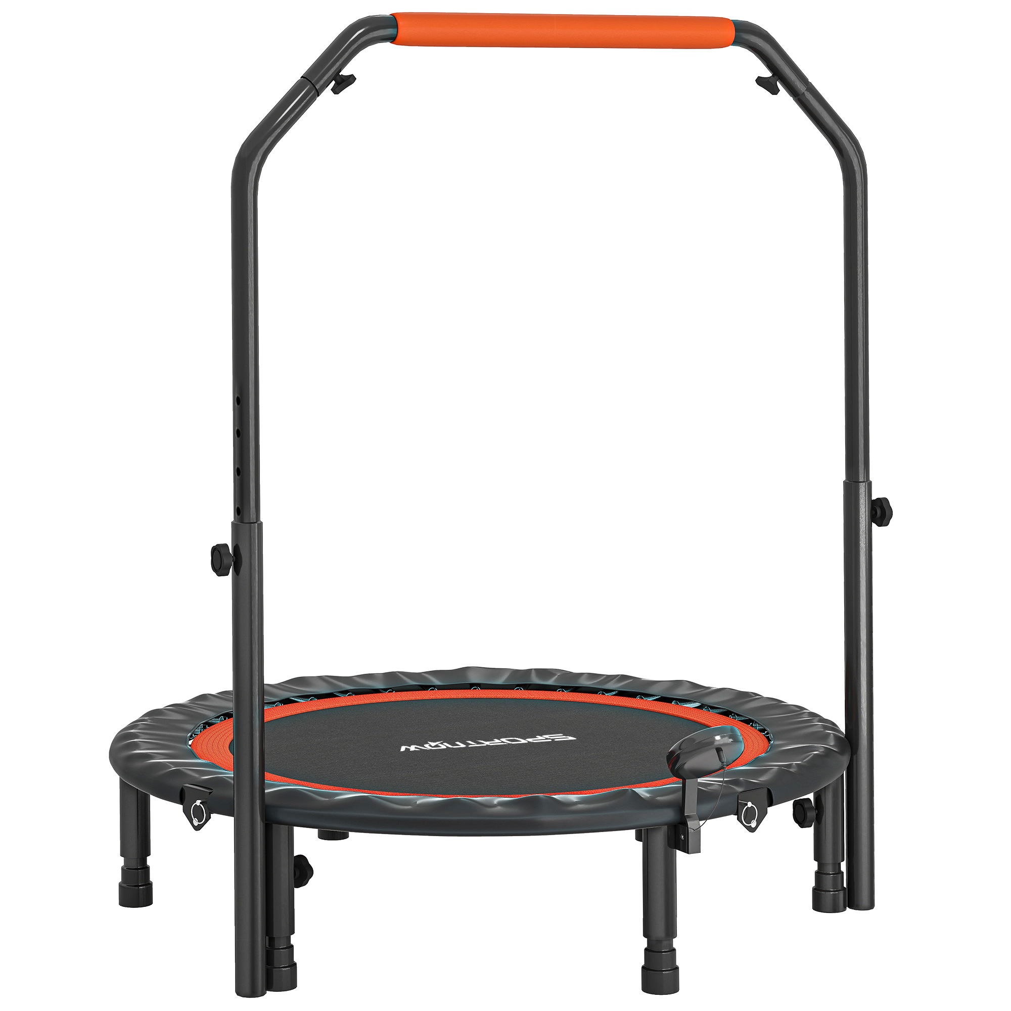 Mini-Trampolin, mit höhenverstellbarem Haltegriff, LCD-Monitor, Stahl, schwarz+rot, Ø102 x 99-123cm Mini-Trampolin, mit höhenverstellbarem Haltegriff, LCD-Monitor, Stahl, schwarz+rot, Ø102 x 99-123cm
