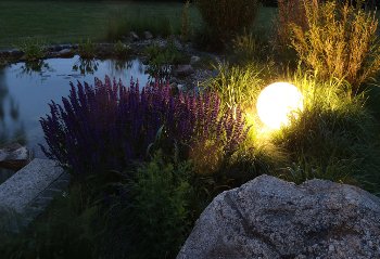Garten Kugelleuchte Erdspieß "CT-GL30cm" / IP44, 230V, 1,5m Kabel, E27 Fassung