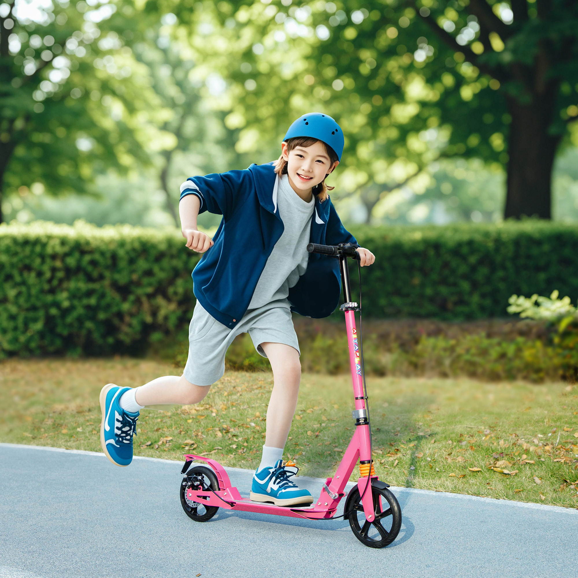Roller Kinder Scooter mit verstellbaren Griffen klappbarer Kinderroller für Kinder 6-12 Jahre 94 x 36 x 88-103 cm Rosa