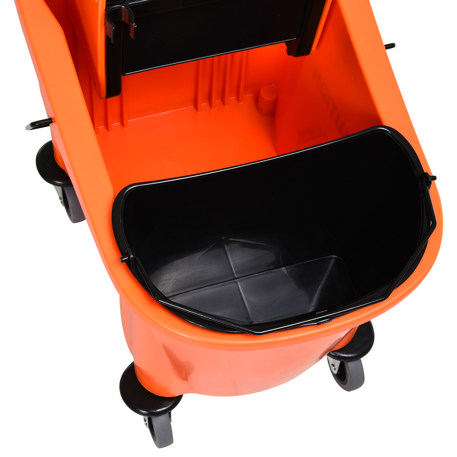 Reinigungswagen 36 Liter Fahreimer Putzeimer Wischwagen mit Auswringvorrichtung, Orange, 54 x 41 x 91,5 cm