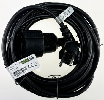 Schutzkontakt-Verlängerung, 5m, schwarz, H05VV-F3G 1,5mm² 16A/250V