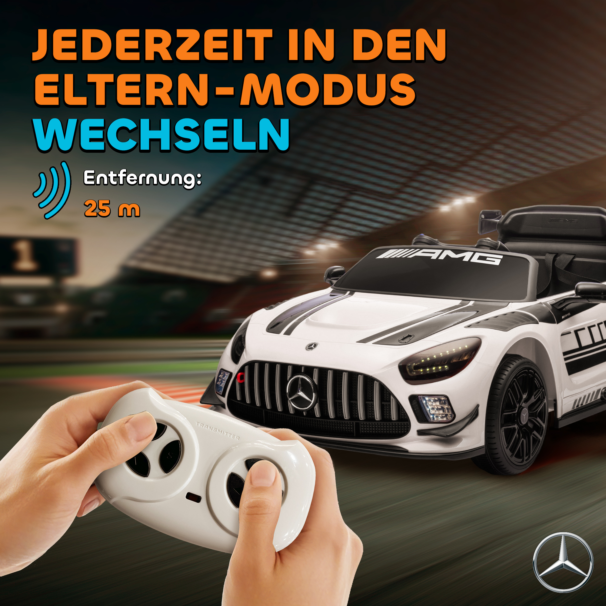 Mercedes-Elektroauto, Aufsitzauto für Kinder, 12V Batterie, LED-Lichter, Musikfunktion, Hupe, 3-8 Jahre, Weiß