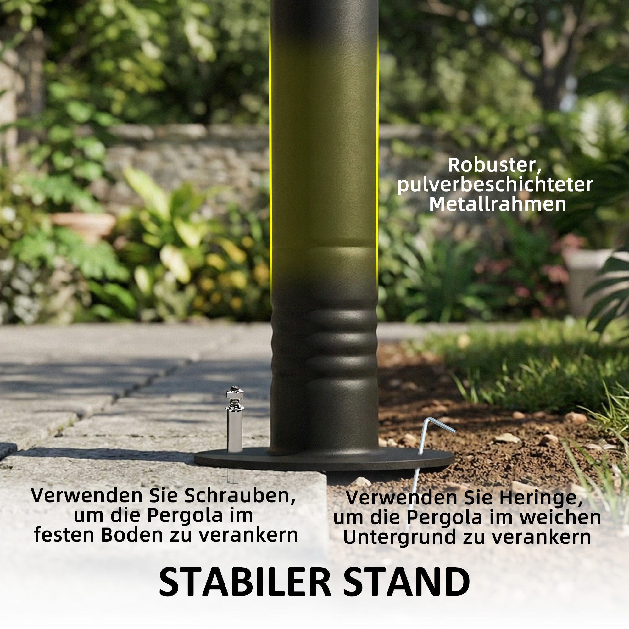 Anbaupavillon Pergola mit Metallgestell Dach, wetterfest wandmontiert Pavillon Vordach, 3 x 1,8 x 2,3 m Cremeweiß