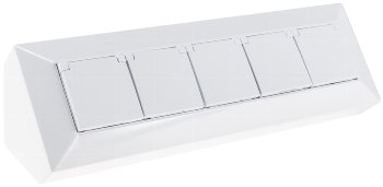 5-fach Steckdosenblock, weiß / 250V~/ 16A, Aufbaumontage mit Klappen