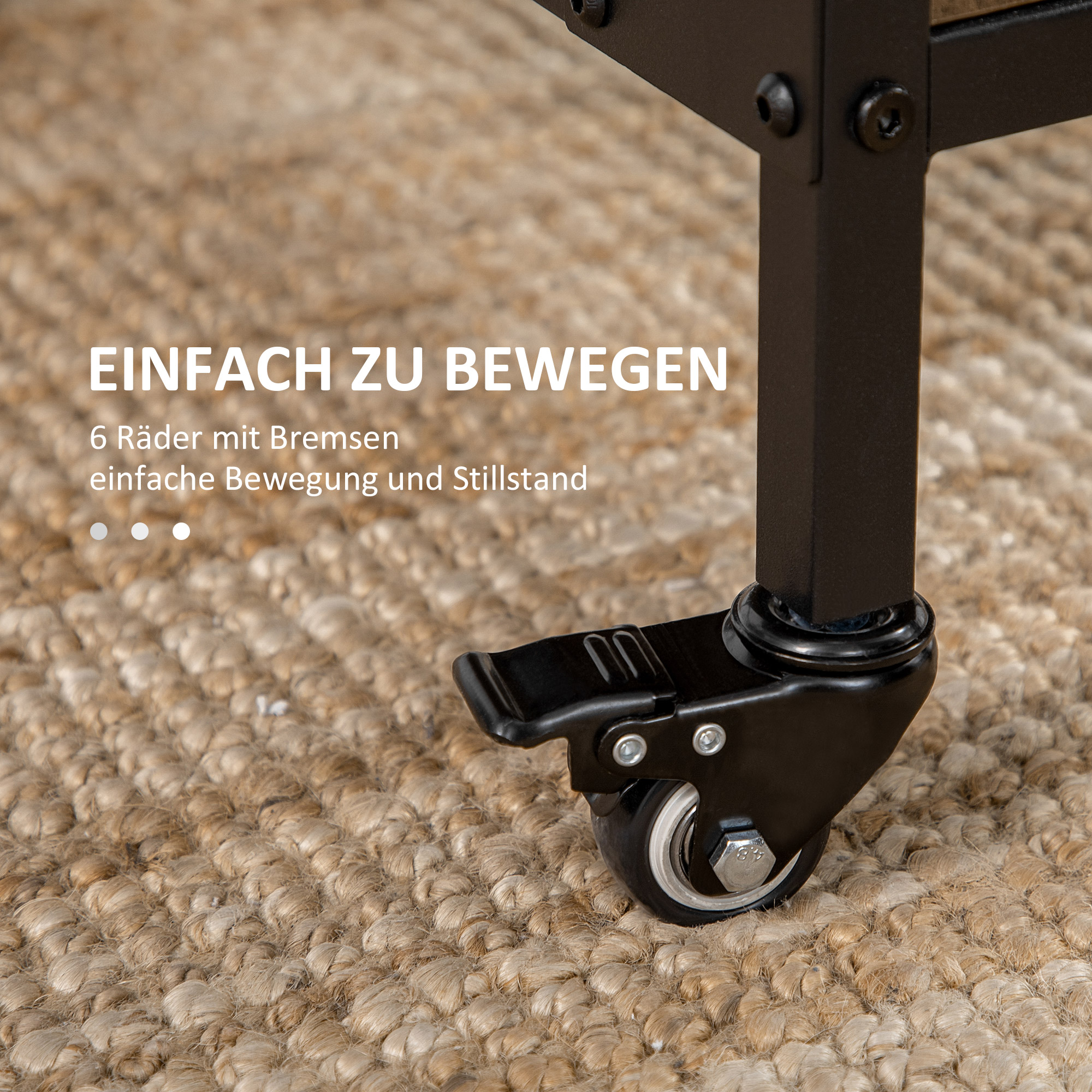 Mobiler Klapptisch Klapptisch, 2 klappbare Flächen, 130 cm x 80 cm x 74 cm, Braun