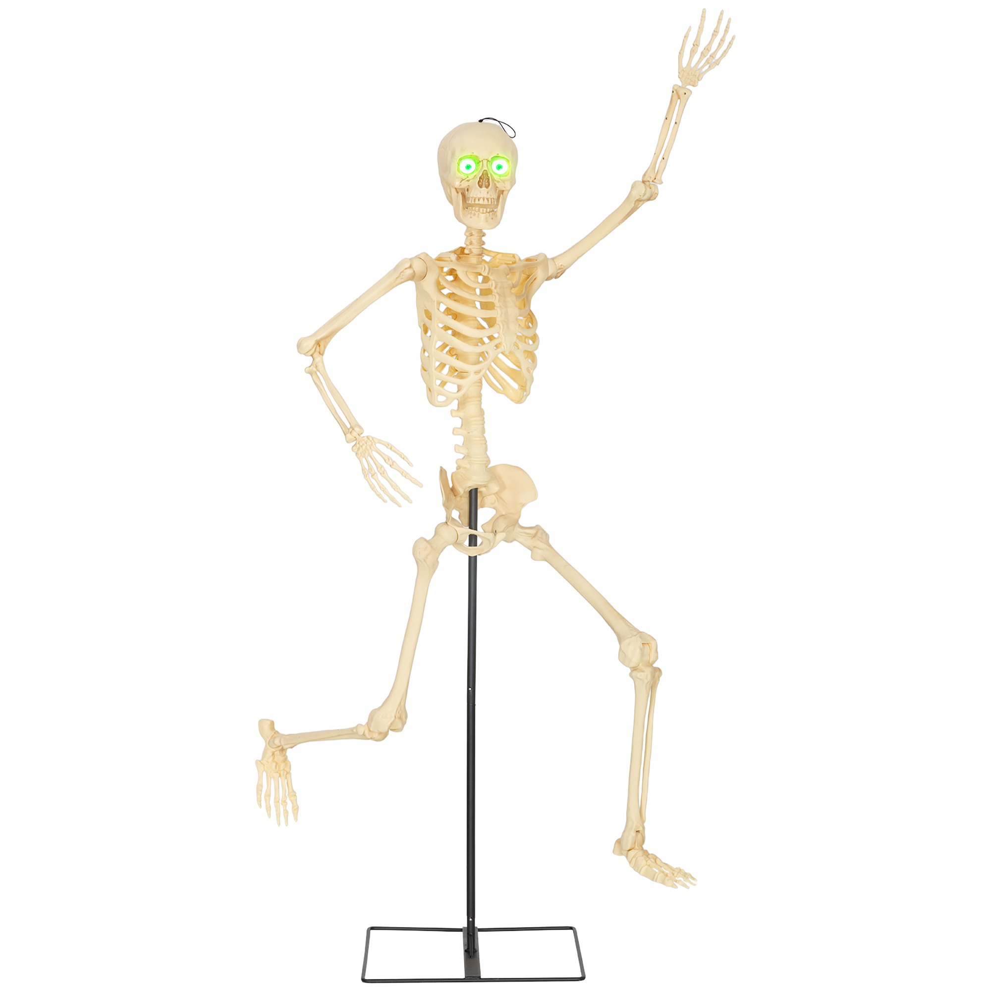 Skelett-Figur, Halloween-Dekoration, bewegliche Arme und Beine, Geräusch-Aktivierung, leuchtende Augen, Batteriebetrieb, 152 cm, Metall, Kunststoff, Gelb Skelett-Figur, Halloween-Dekoration, bewegliche Arme und Beine, Geräusch-Aktivierung, leuchtende Augen, Batteriebetrieb, 152 cm, Metall, Kunststoff, Gelb