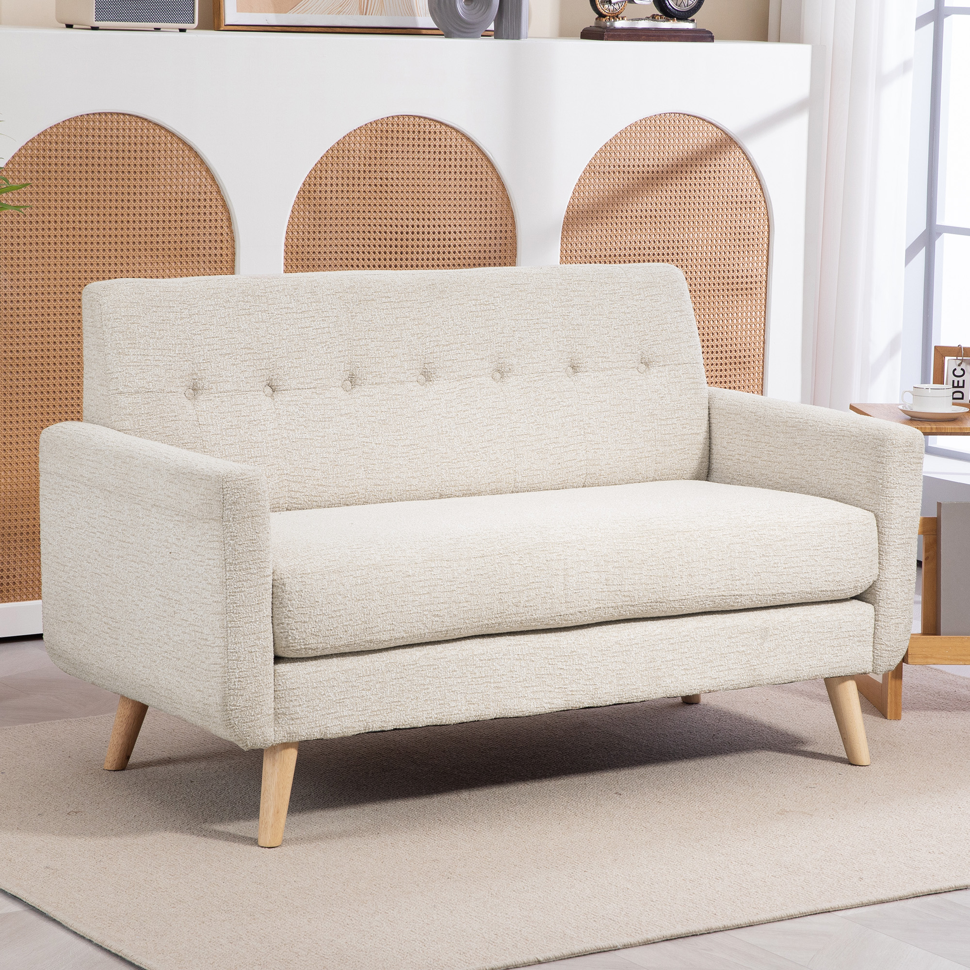 Zweisitzer-Sofa, komfortabel, 134x71x82 cm, Beige