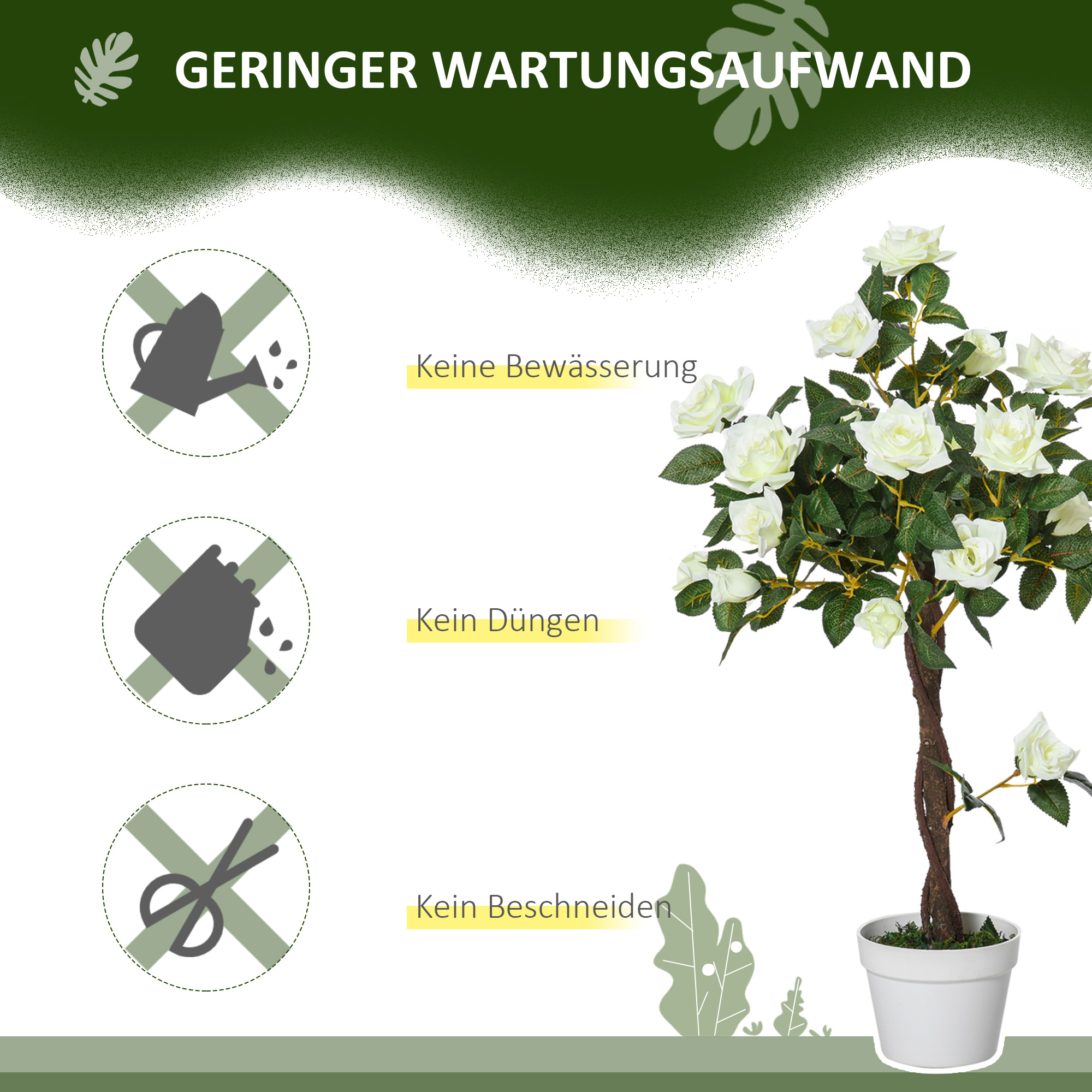 Kunstbaum, Künstliche Pflanze im Zementtopf, Kunstpflanze