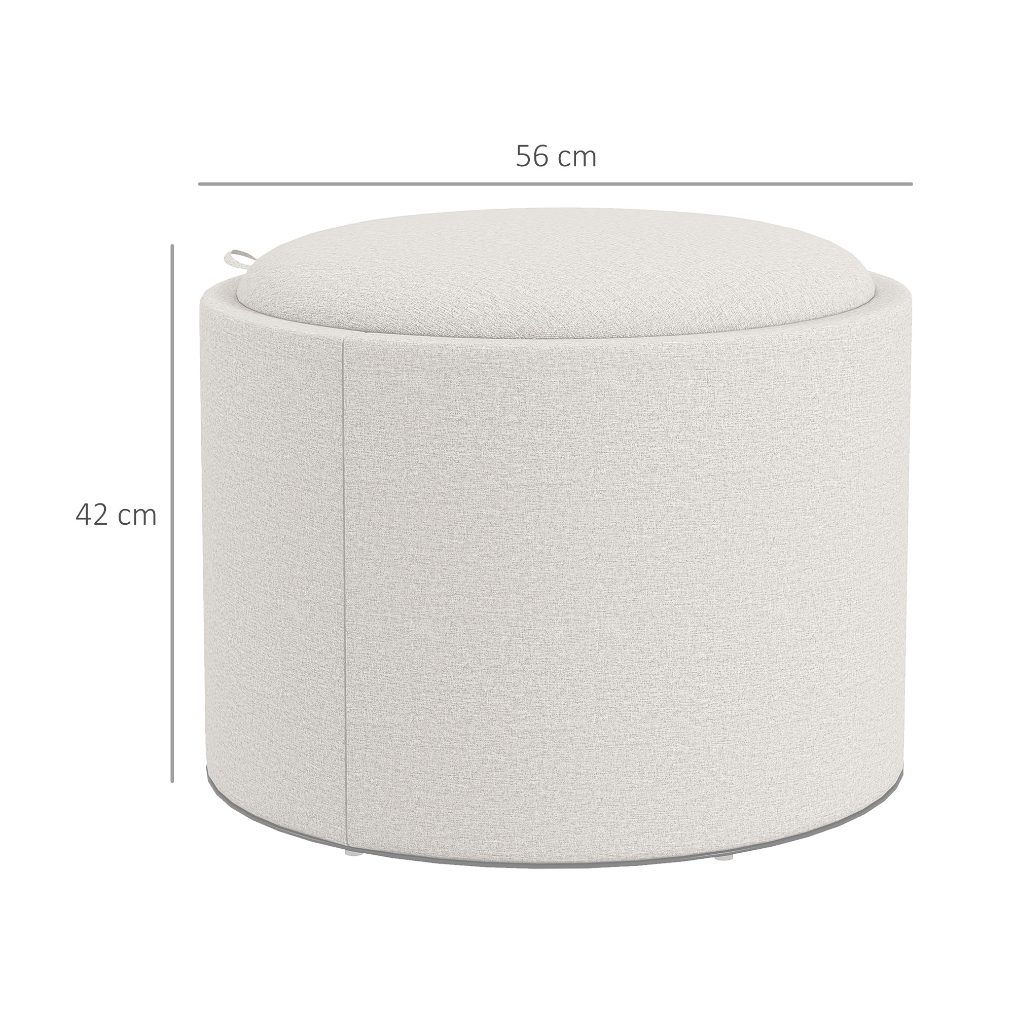 Hocker Polsterhocker, Leinen, versteckter Stauraum, umkehrbarer Deckel, 5 6cm x 56 cm x 42 cm, Creme + Natur