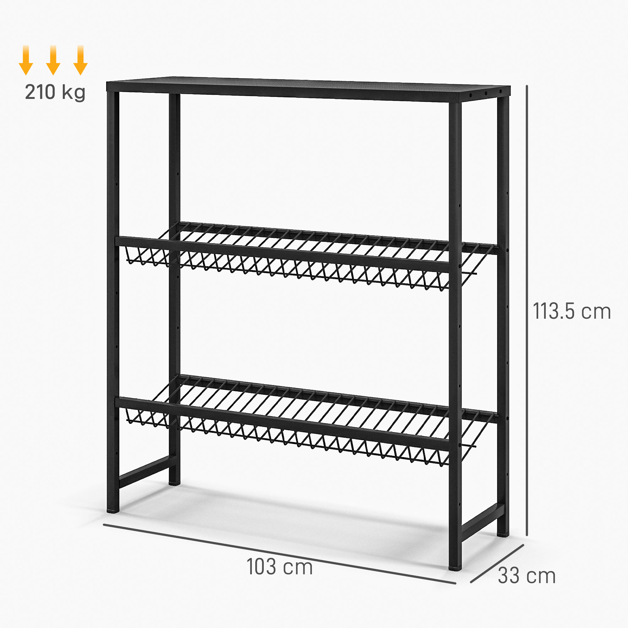 Lagerregal, höhenverstellbar, stabiles Metall, platzsparendes Design, 210 kg belastbar, Schwarz