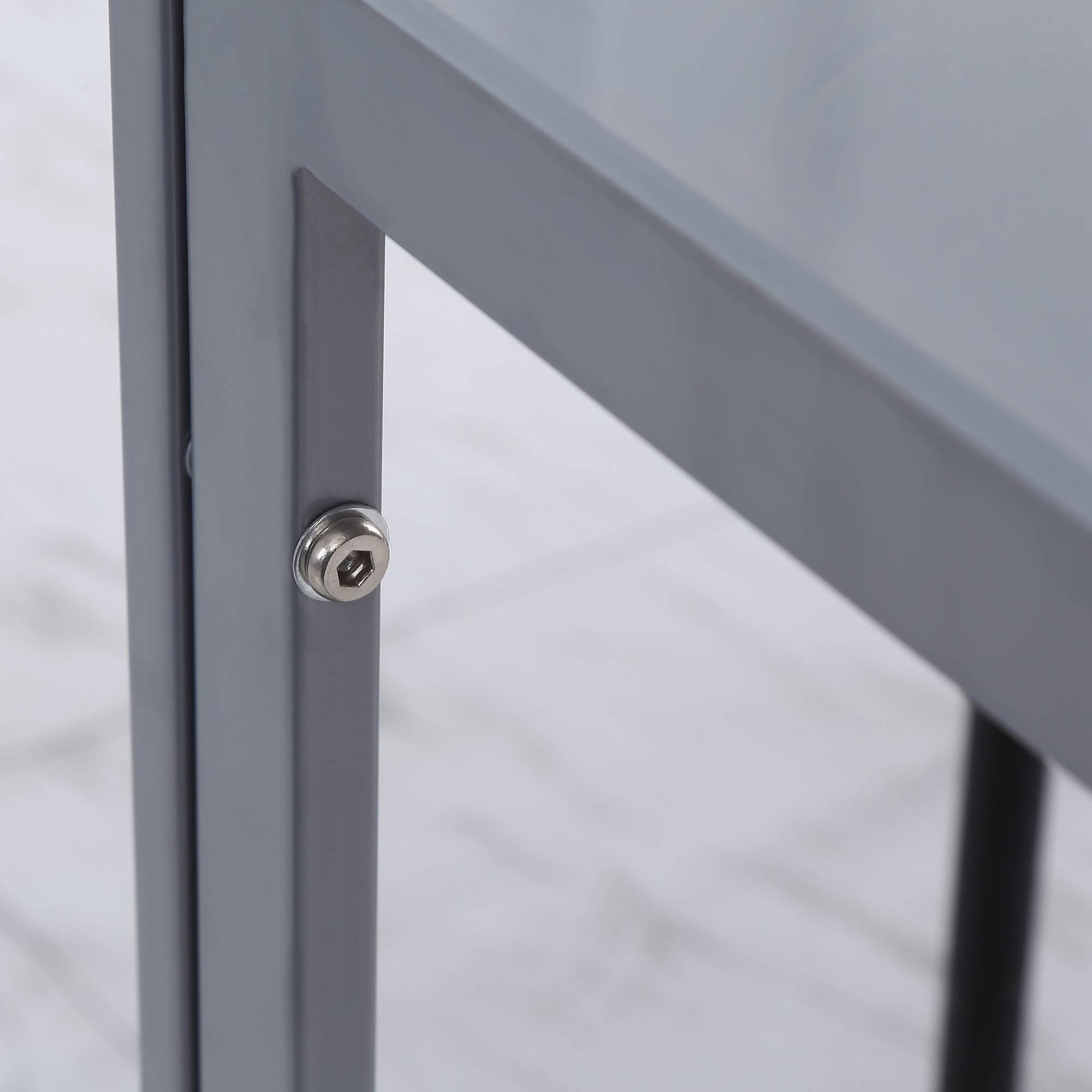 Esstisch Küchentisch Glastisch Quadratischer Tisch, Glasplatte, kompaktes Design, Grau