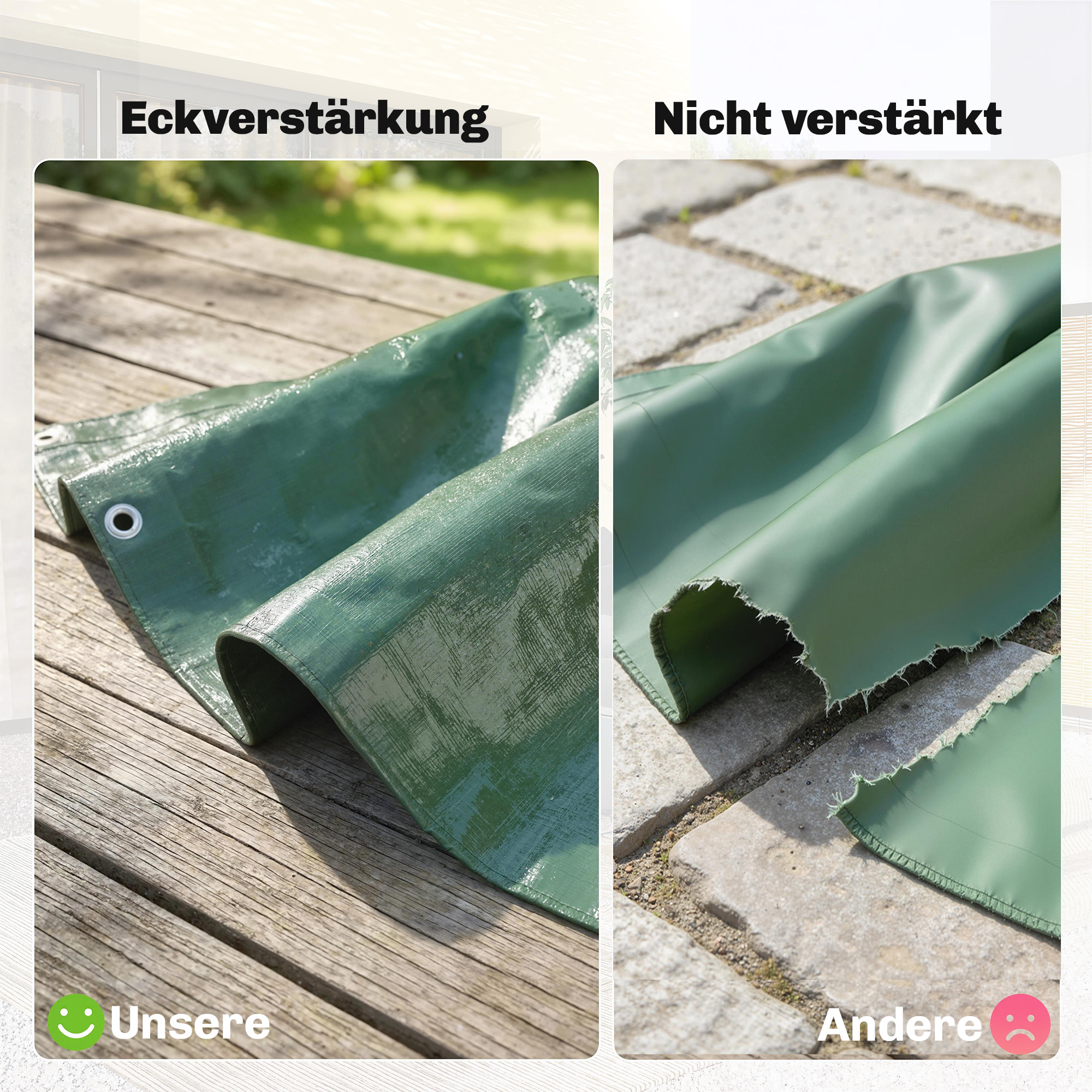 Abdeckplane wasserdicht 4 x 6 m 90g/m² Gewebeplane Reißfeste UV-stabil mit verstärkten Ösen UV-stabil Grün