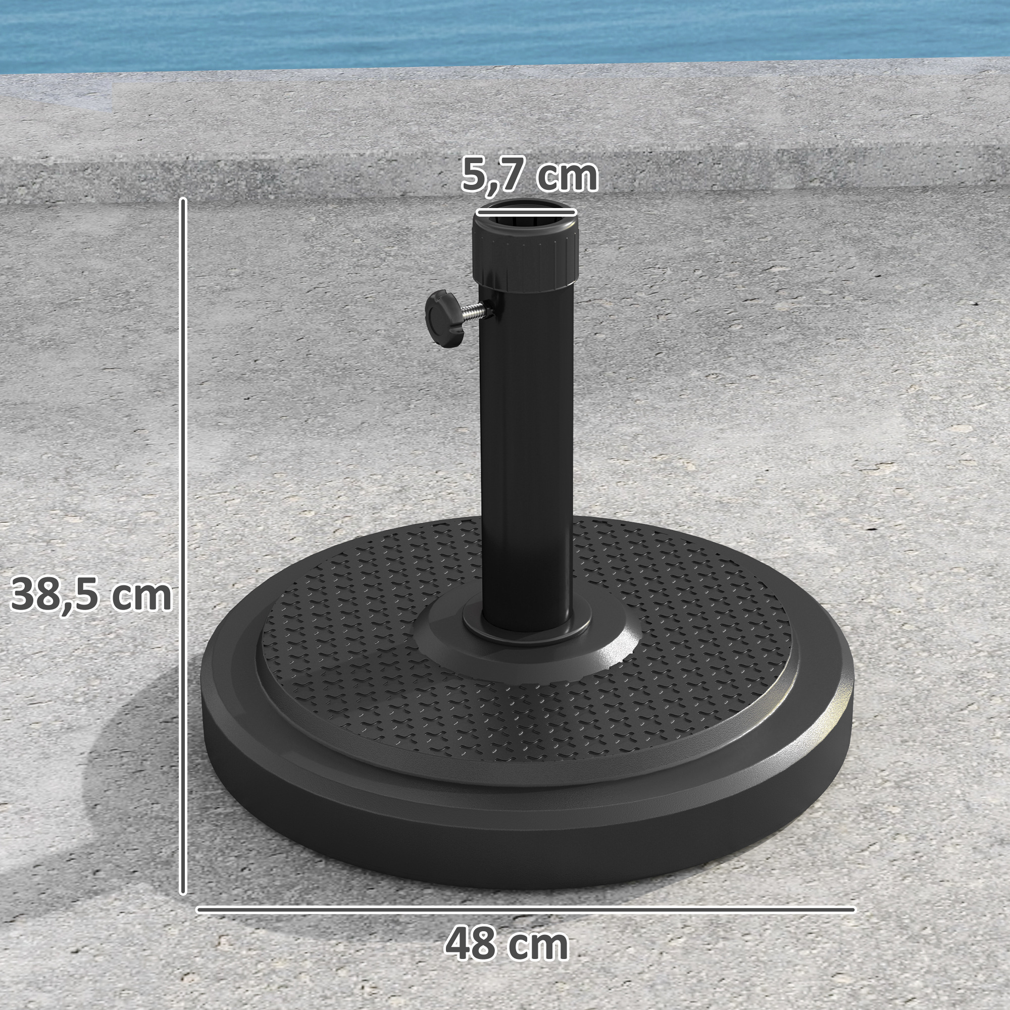 Sonnenschirmständer aus Zement 22kg Rund Schirmständer mit Feststellknopf, für Sonnenschirm 38mm/48mm