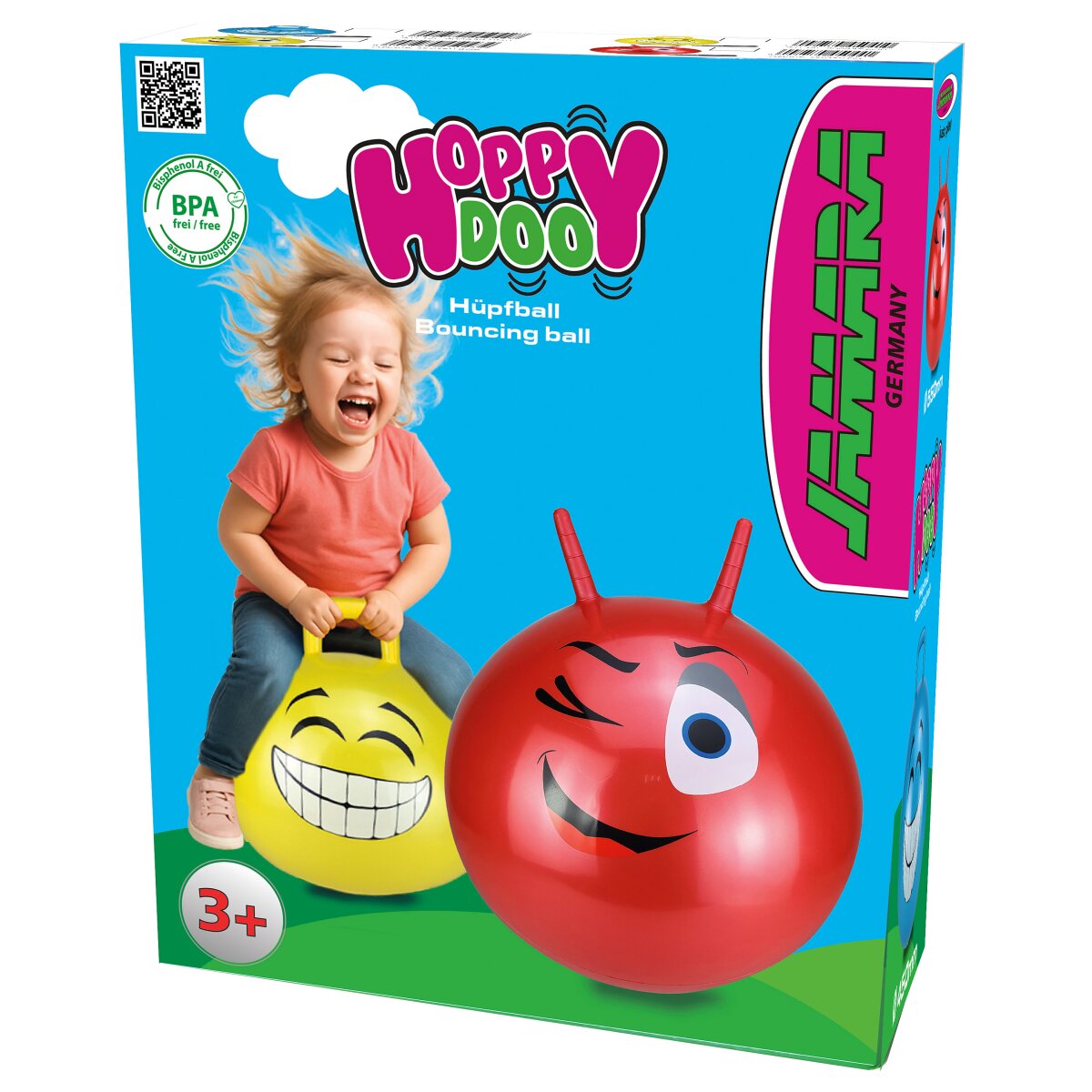 Hüpfball EyeHoppyDoo rot 550mm mit Pumpe