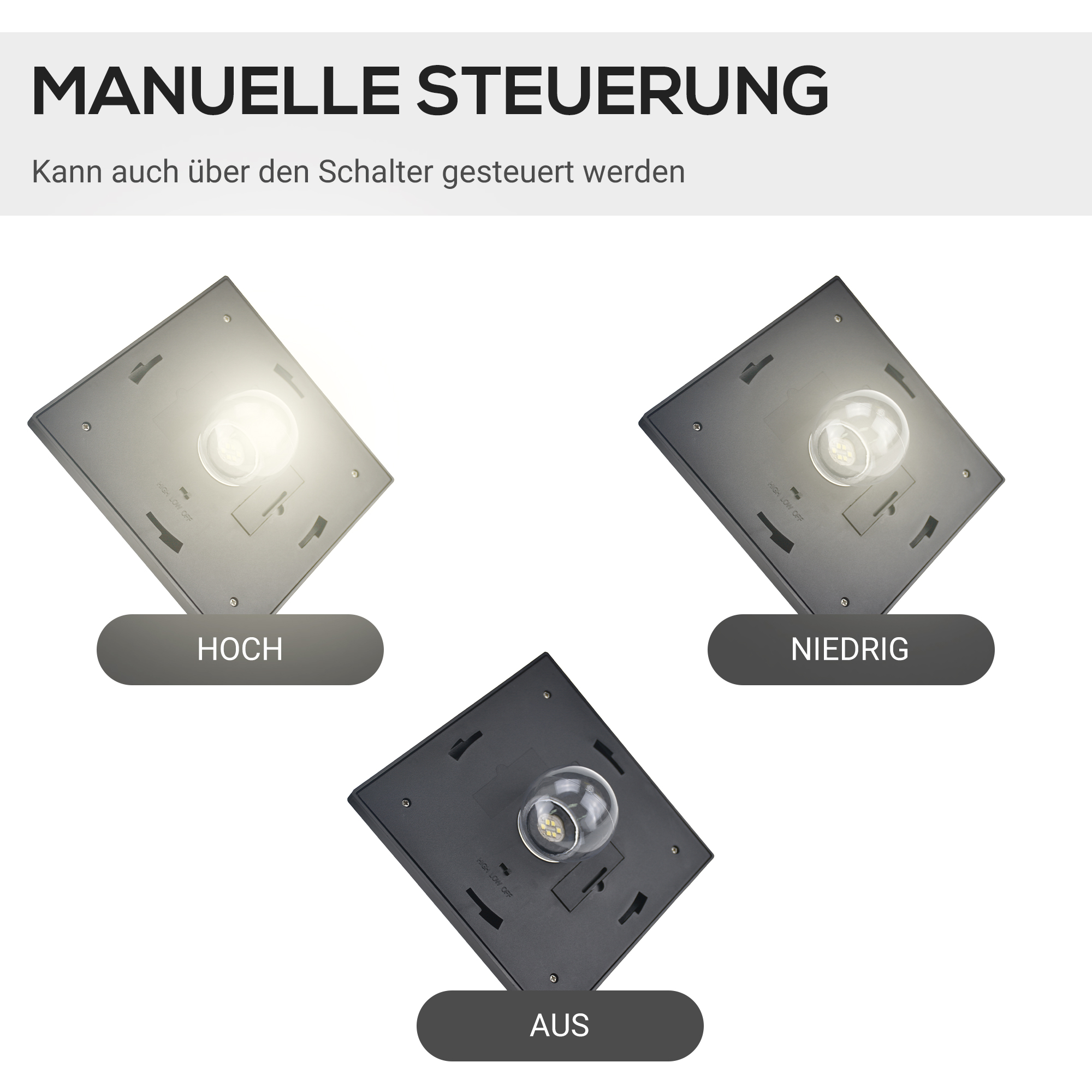 Solar Gartenlaterne mit 3 flammig Laterne Mast aus Edelstahl Solarlaterne mit LED 120 Lumen 51,5x47x182,5cm Wegeleuchte IP44 für Garten Balkon Schwarz