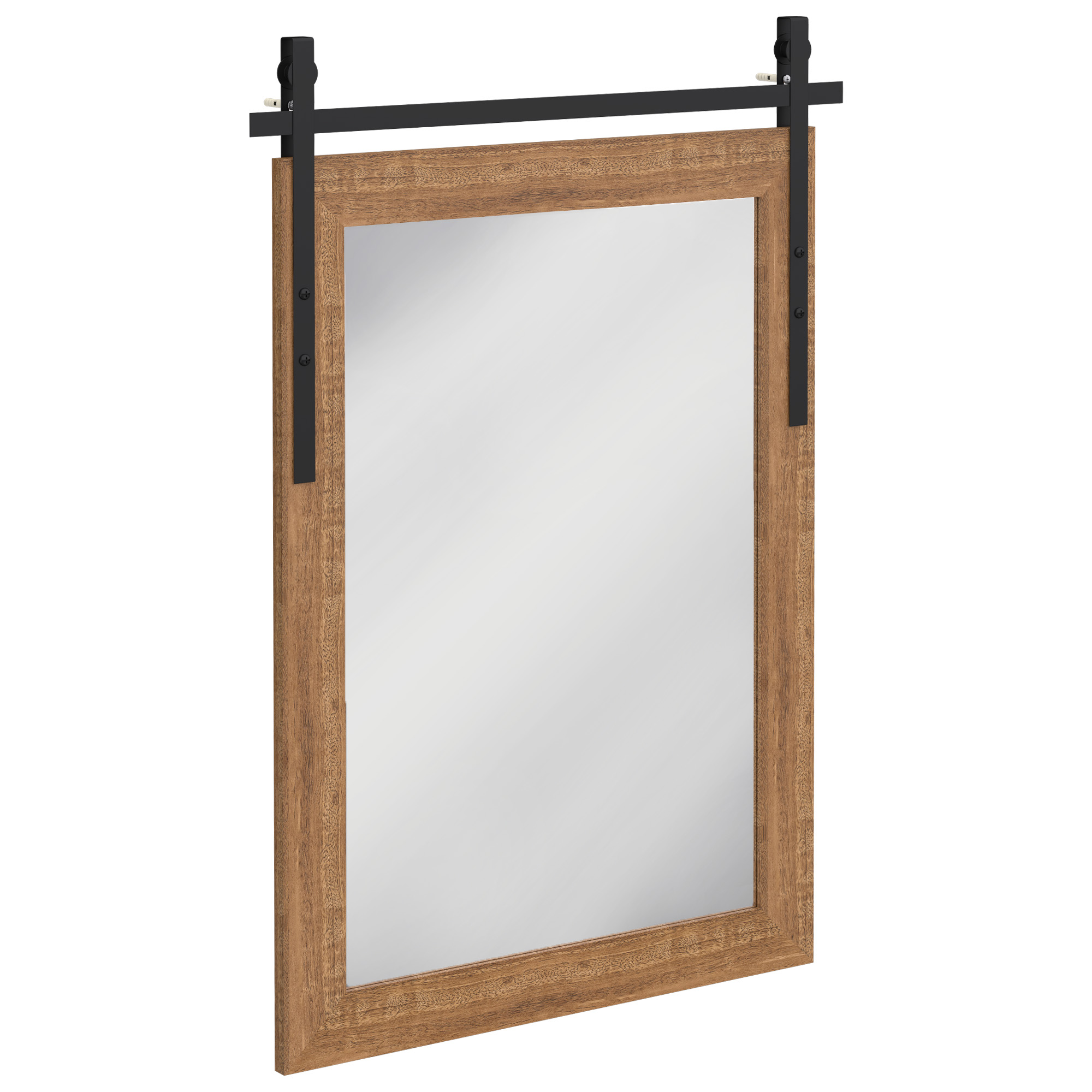 rechteckiger Wandspiegel dekorativ für Wohnzimmer Hängespiegel 86,5 x 61 cm Hellbraun
